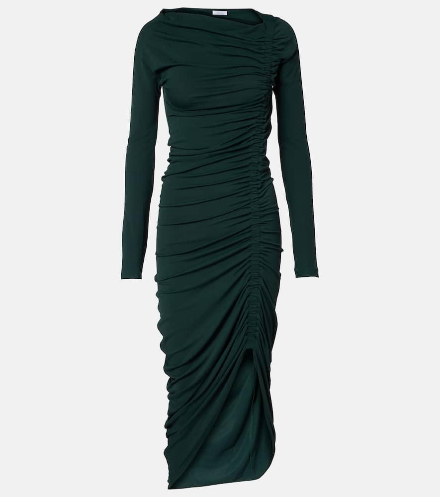 ferragamo gathered jersey midi dress
