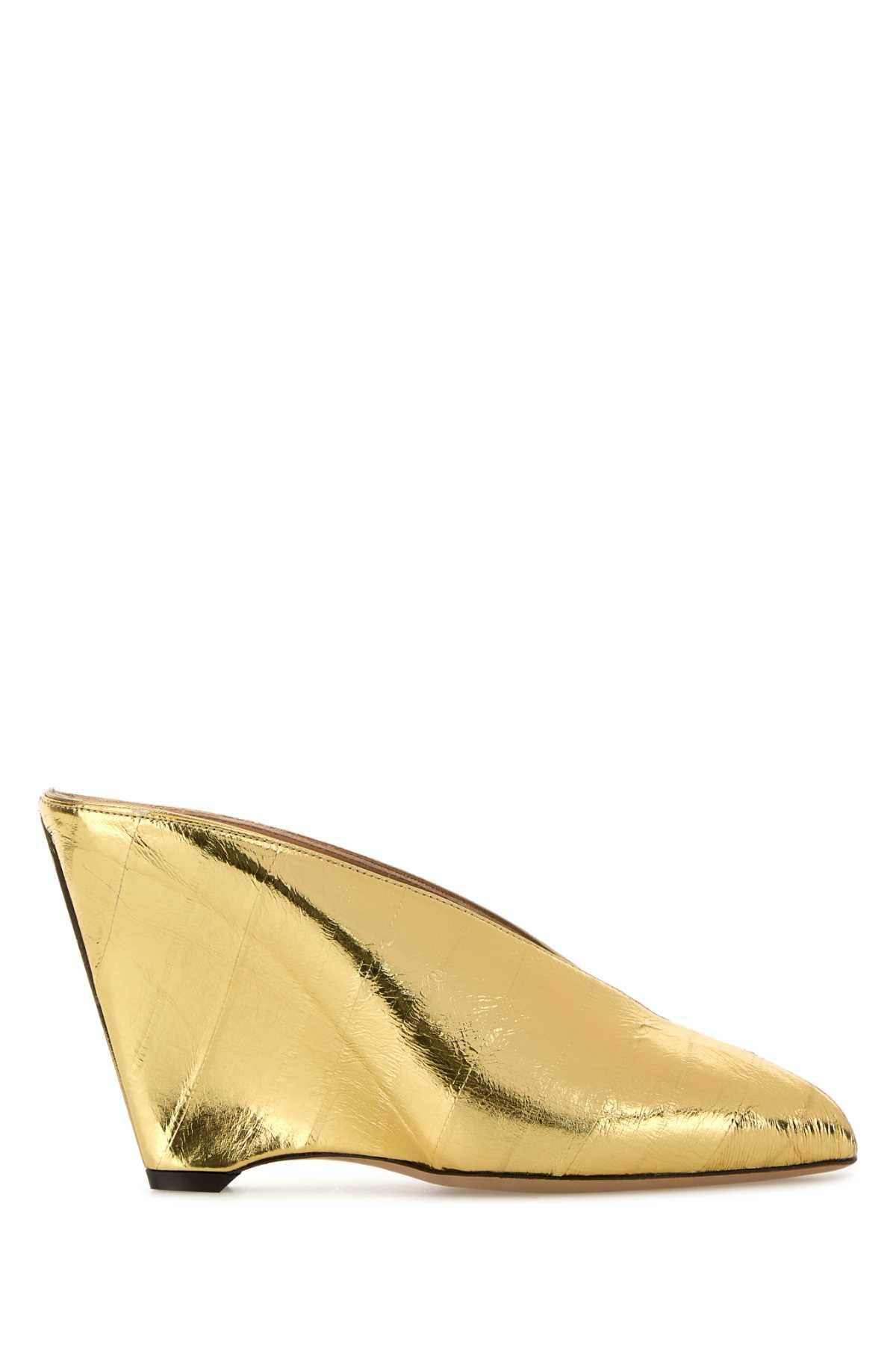 ferragamo gold leather alicia 95 mules