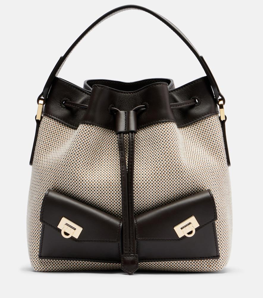 ferragamo harley mini canvas bucket bag