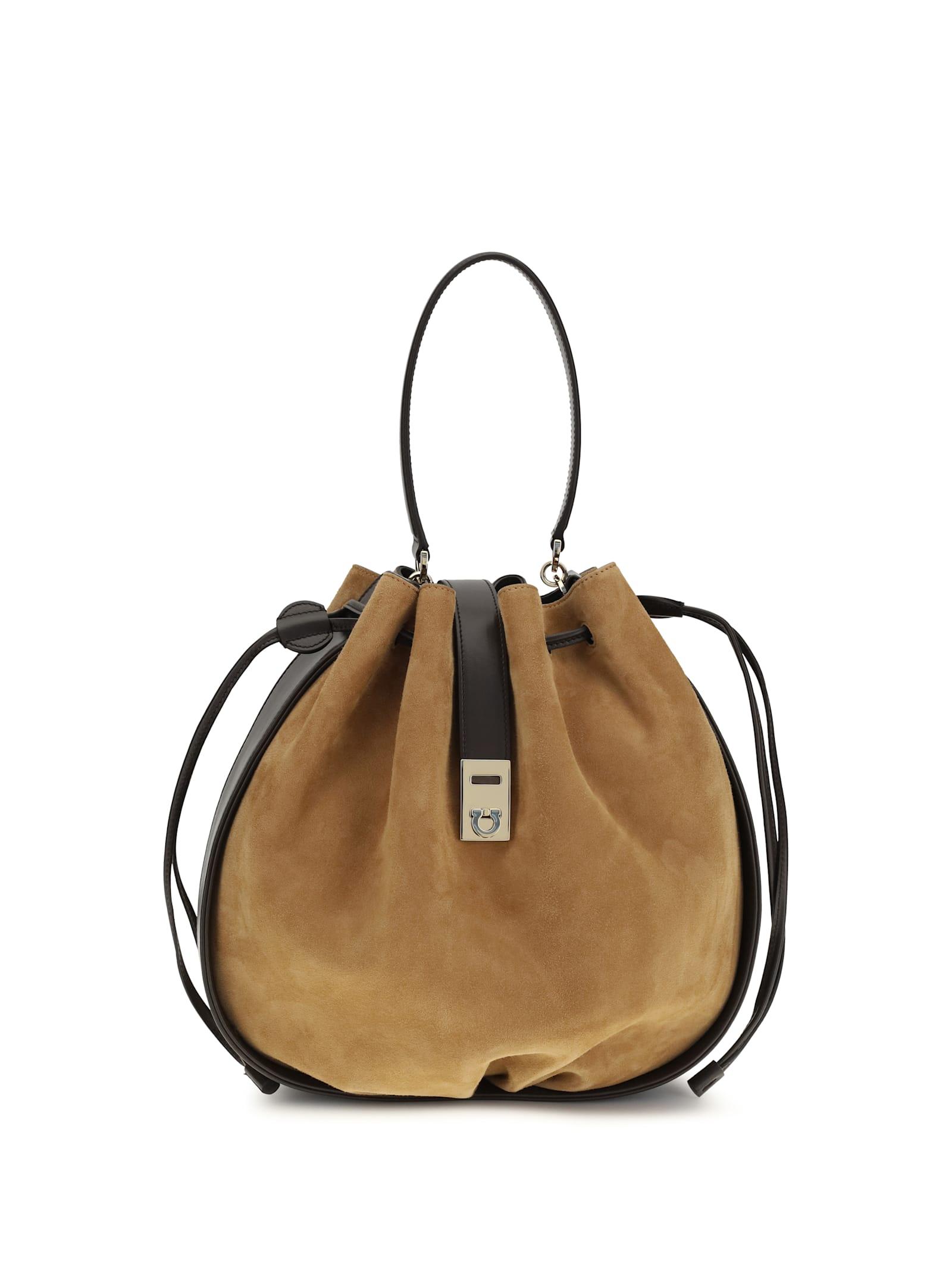 ferragamo hug buckle bucket bag