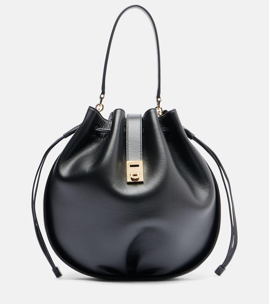 ferragamo hug leather bucket bag