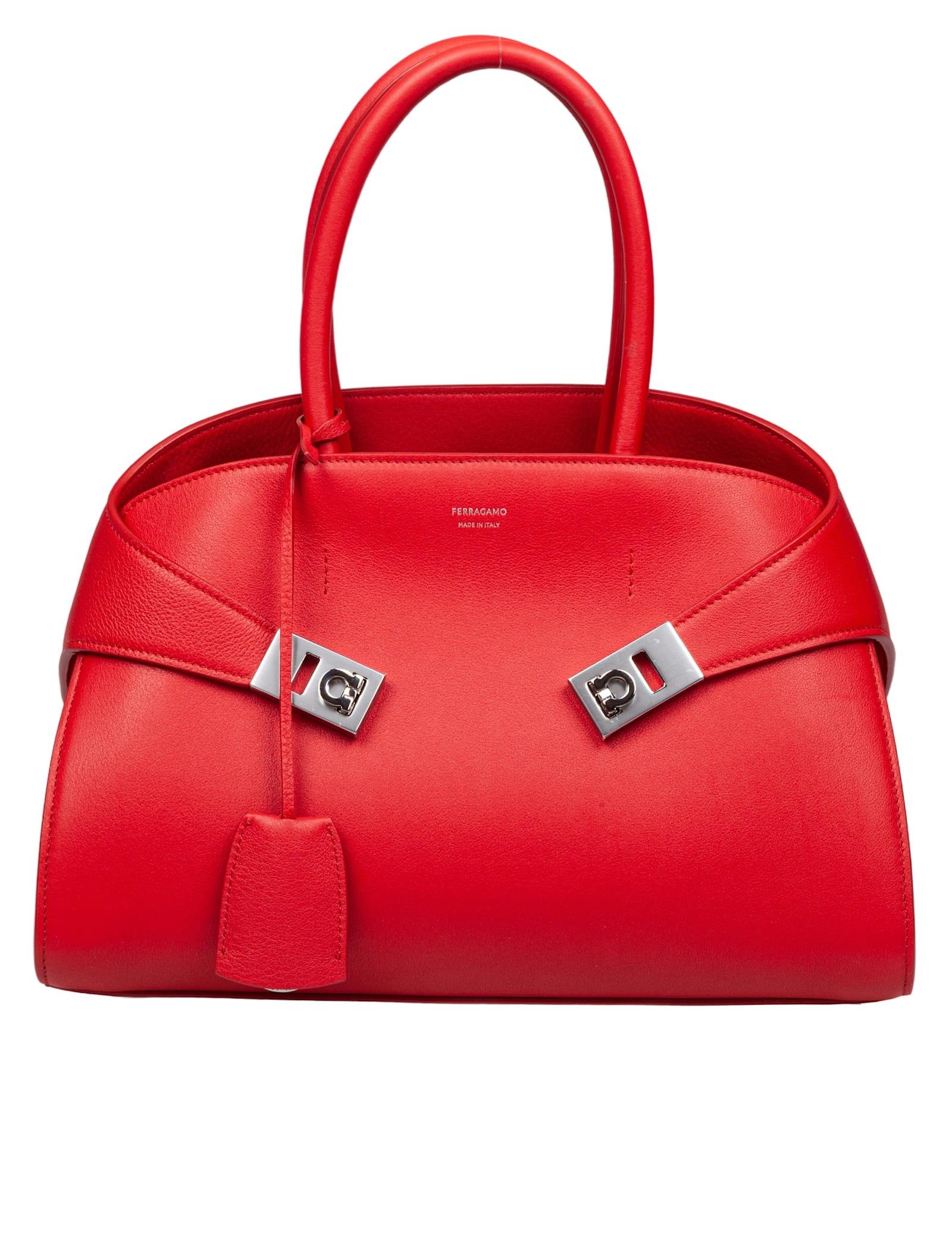 ferragamo hug th m handbag in red leather