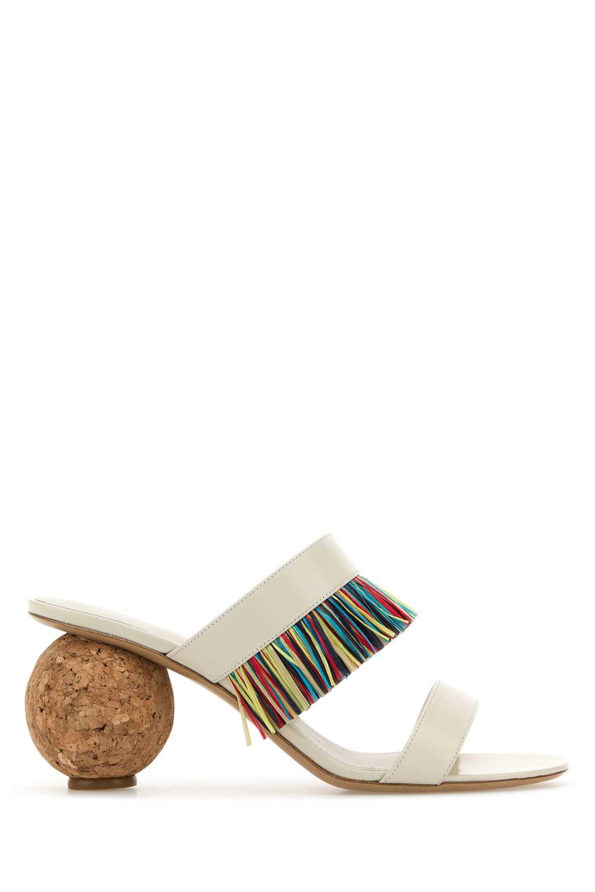 ferragamo ivory leather mules