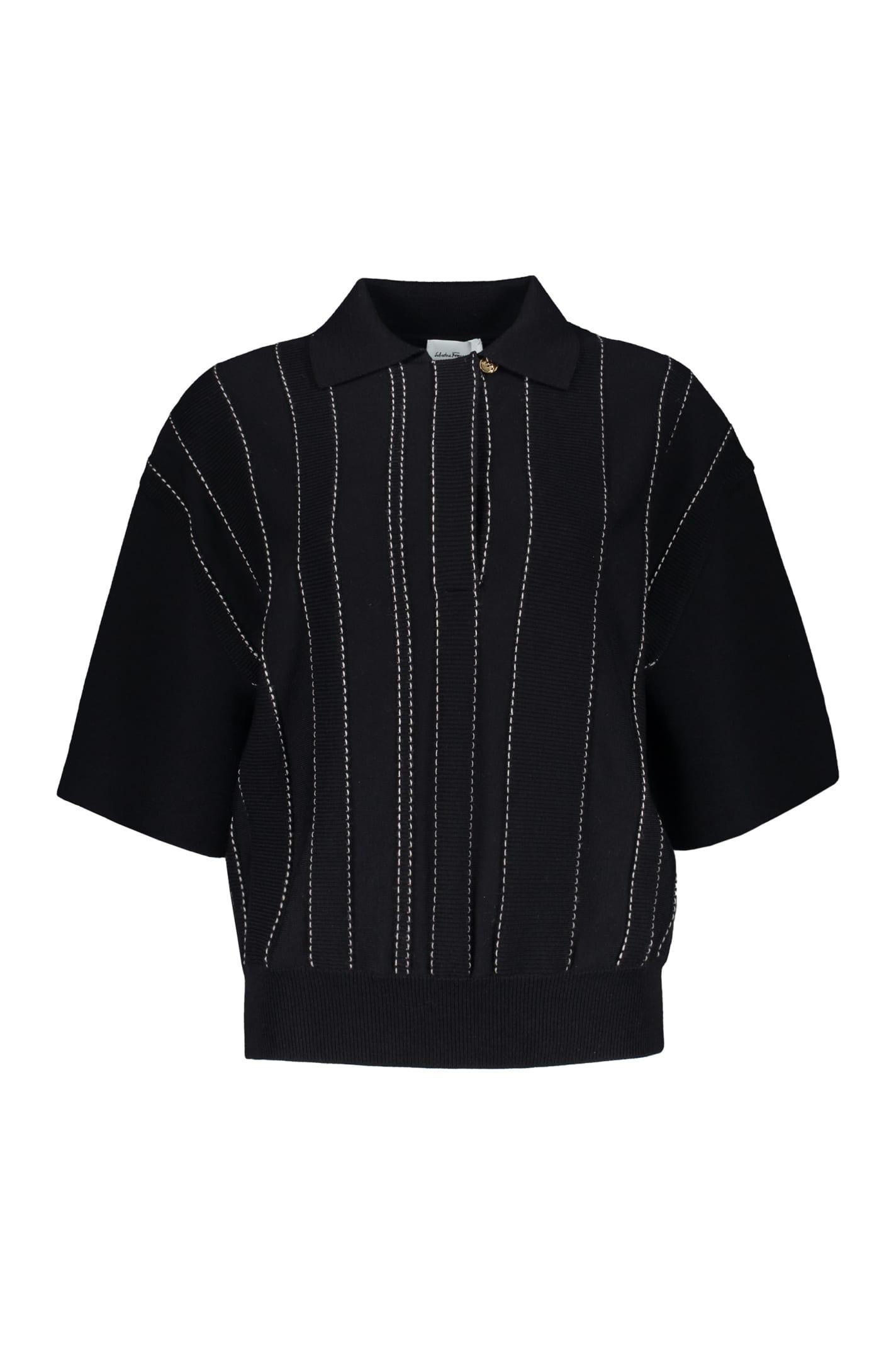 ferragamo knitted wool polo shirt