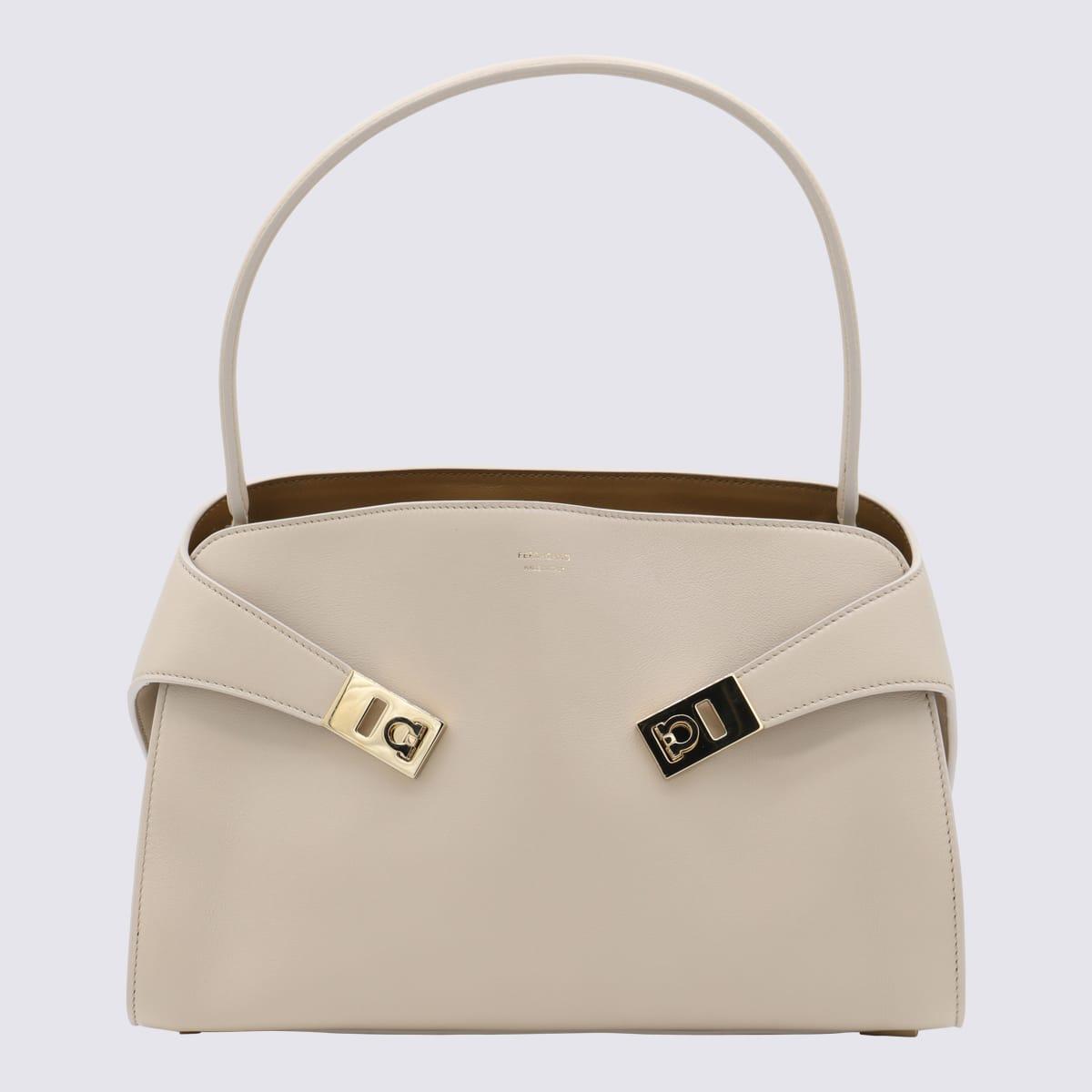 ferragamo light grey leather hug soft shoulder bag