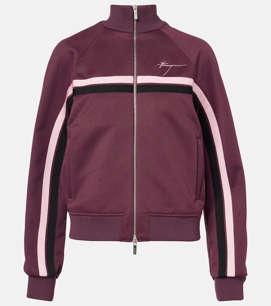 ferragamo logo striped jersey track jacket