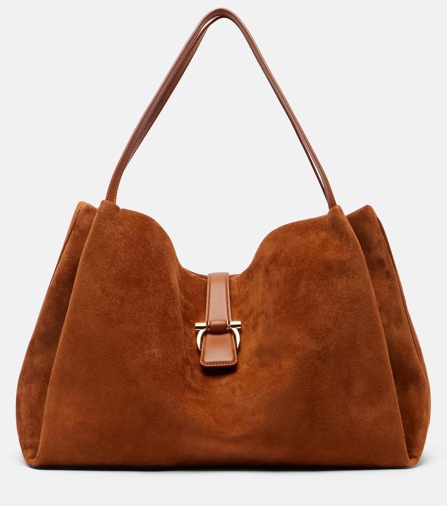 ferragamo medium suede tote bag