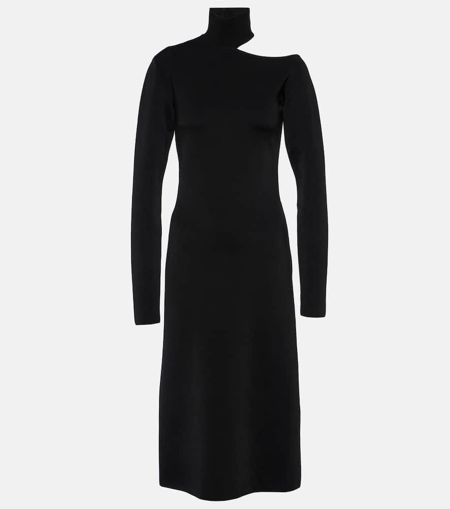 ferragamo mockneck jersey midi dress