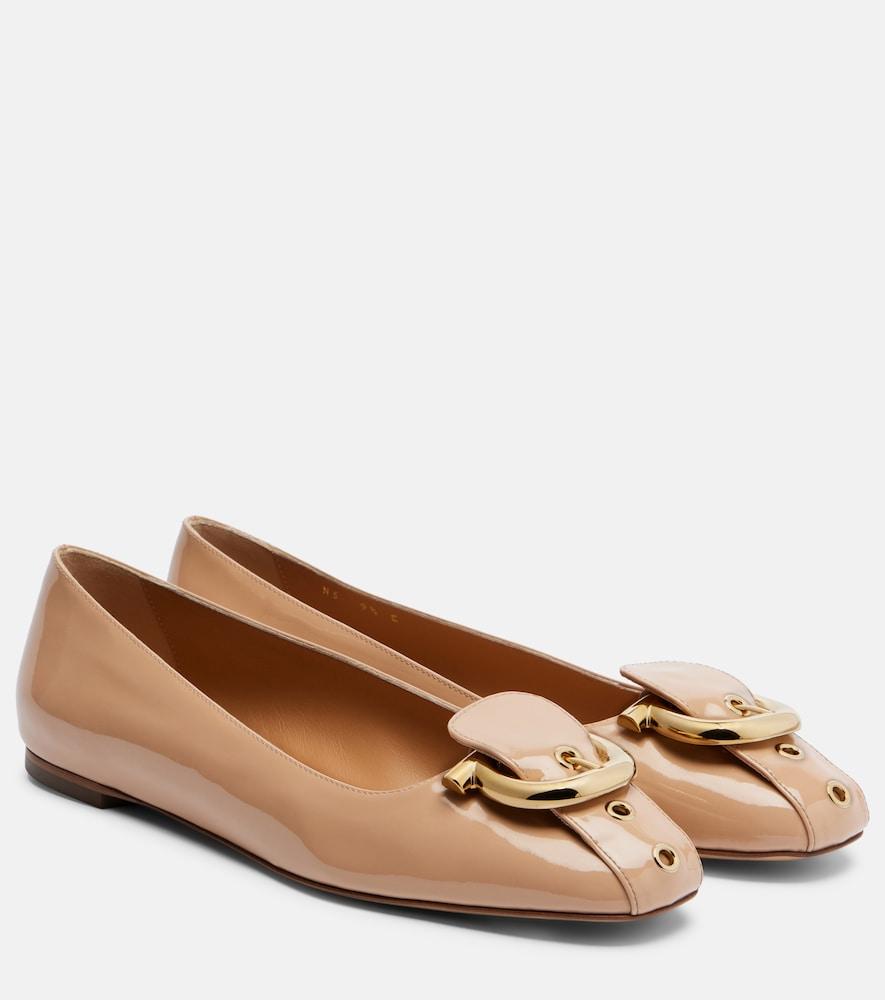 ferragamo oxide patent leather ballet flats