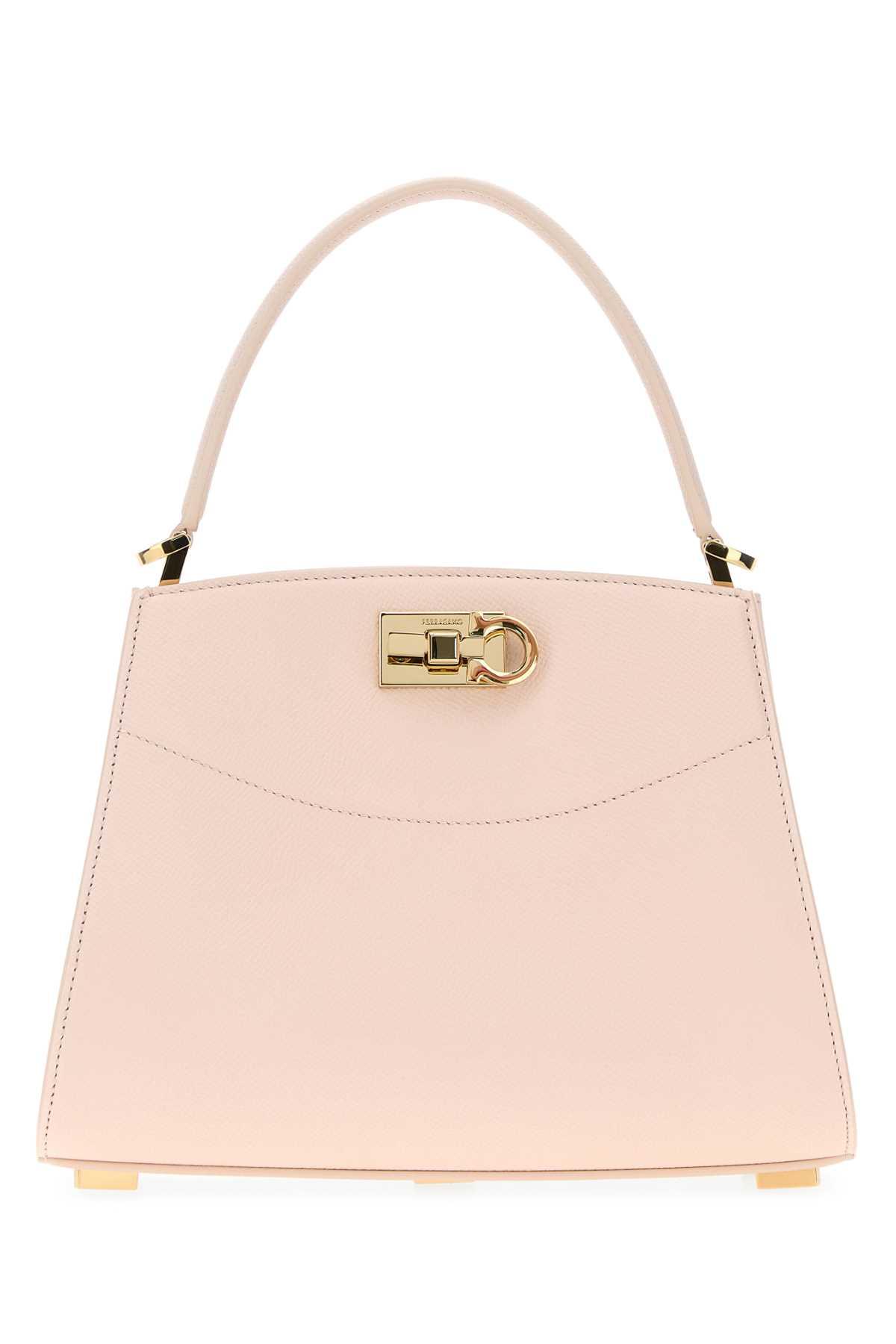ferragamo pastel pink leather small studio box handbag