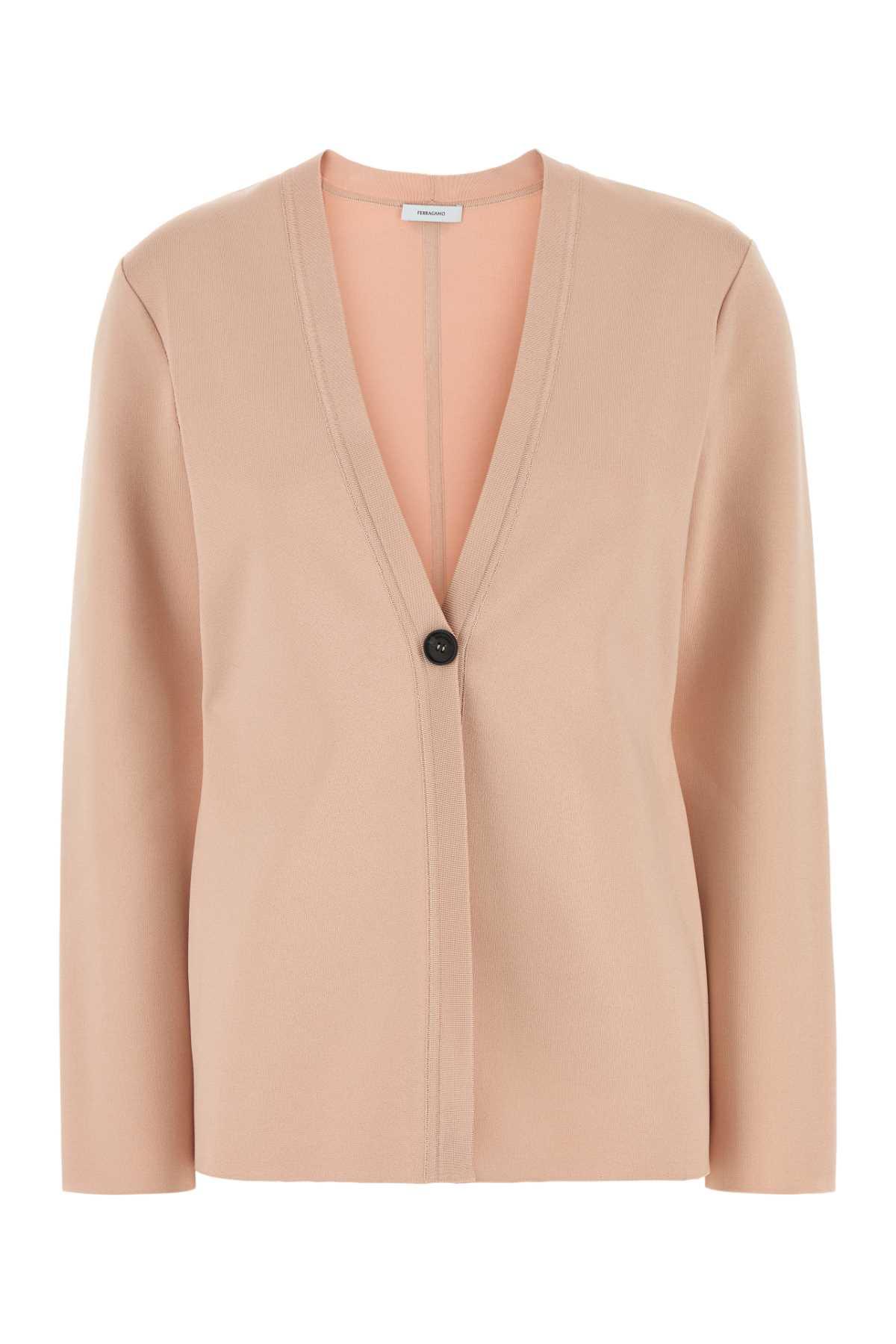 ferragamo pink stretch viscose blend cardigan