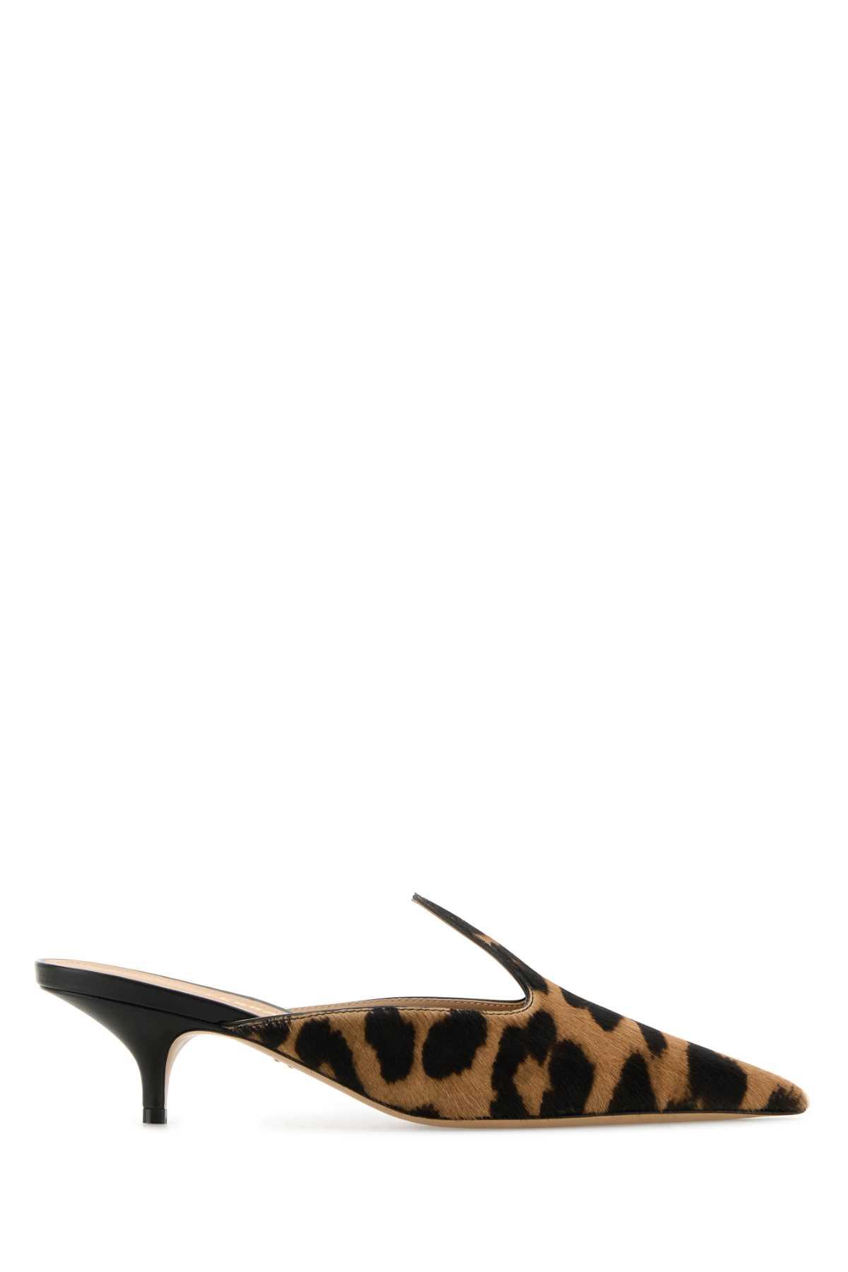 ferragamo printed calf hair dorye mules