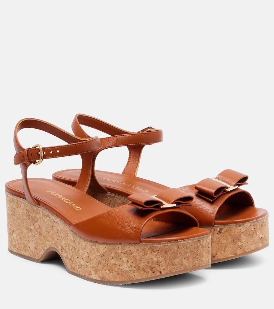 ferragamo selna leather wedge sandals