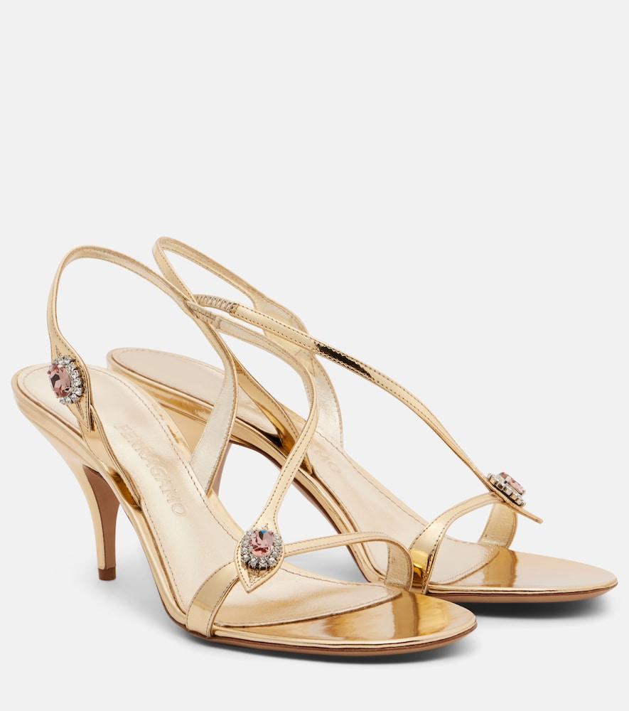 ferragamo sibilla 70 metallic leather sandals