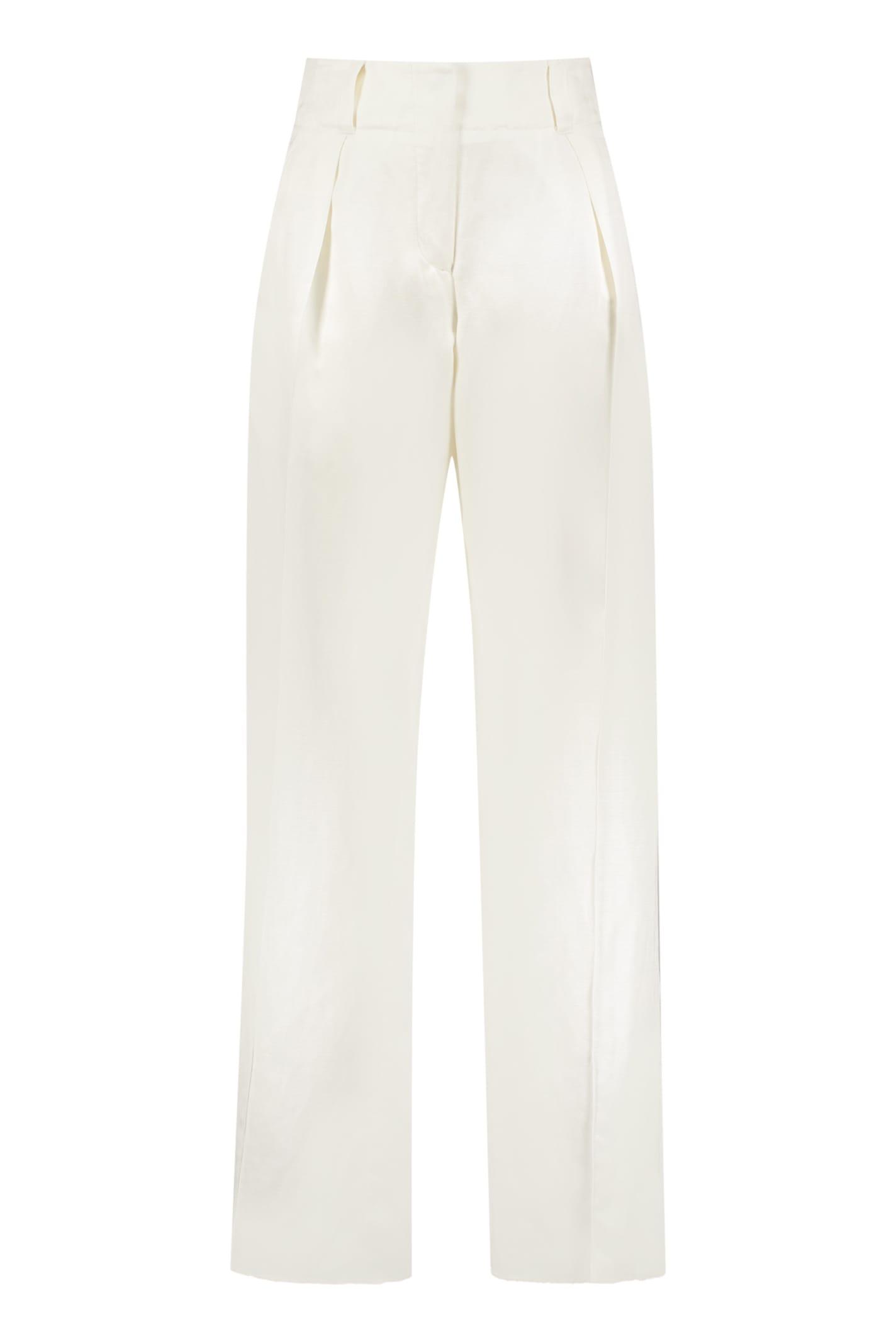ferragamo silk and linen trousers