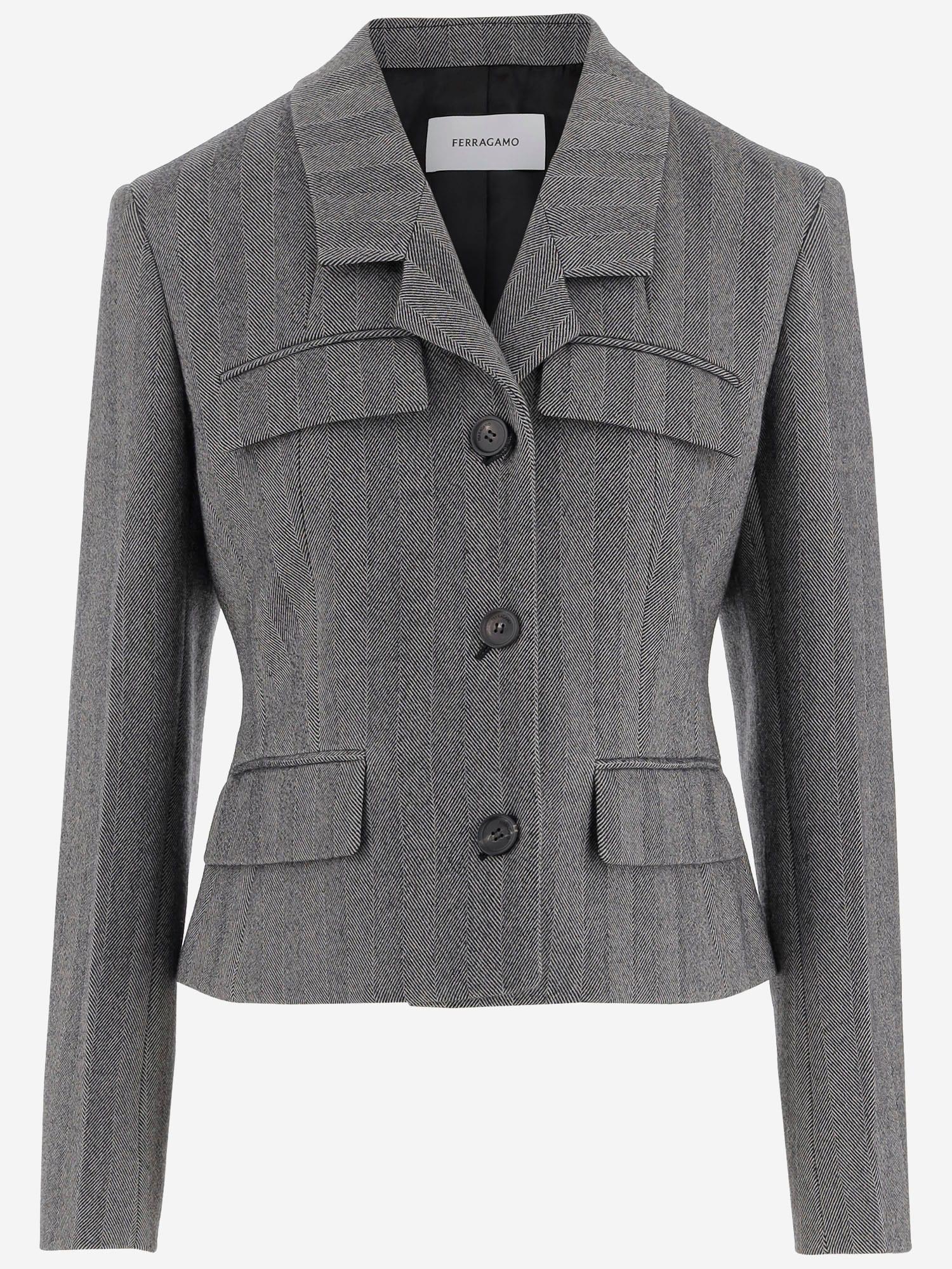 ferragamo single-breasted chevron blazer