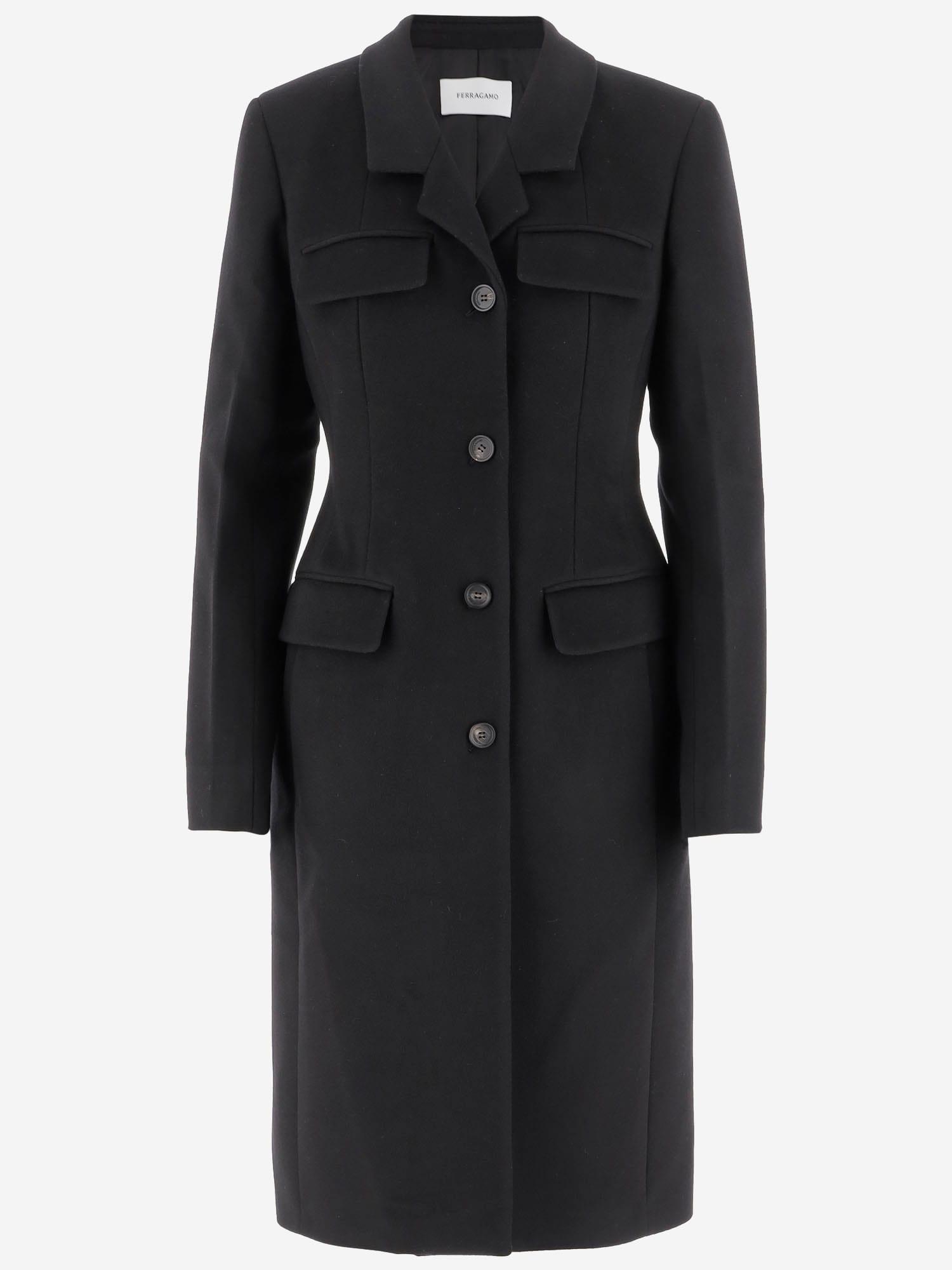 ferragamo single-breasted shaped coat in wool and cashmere