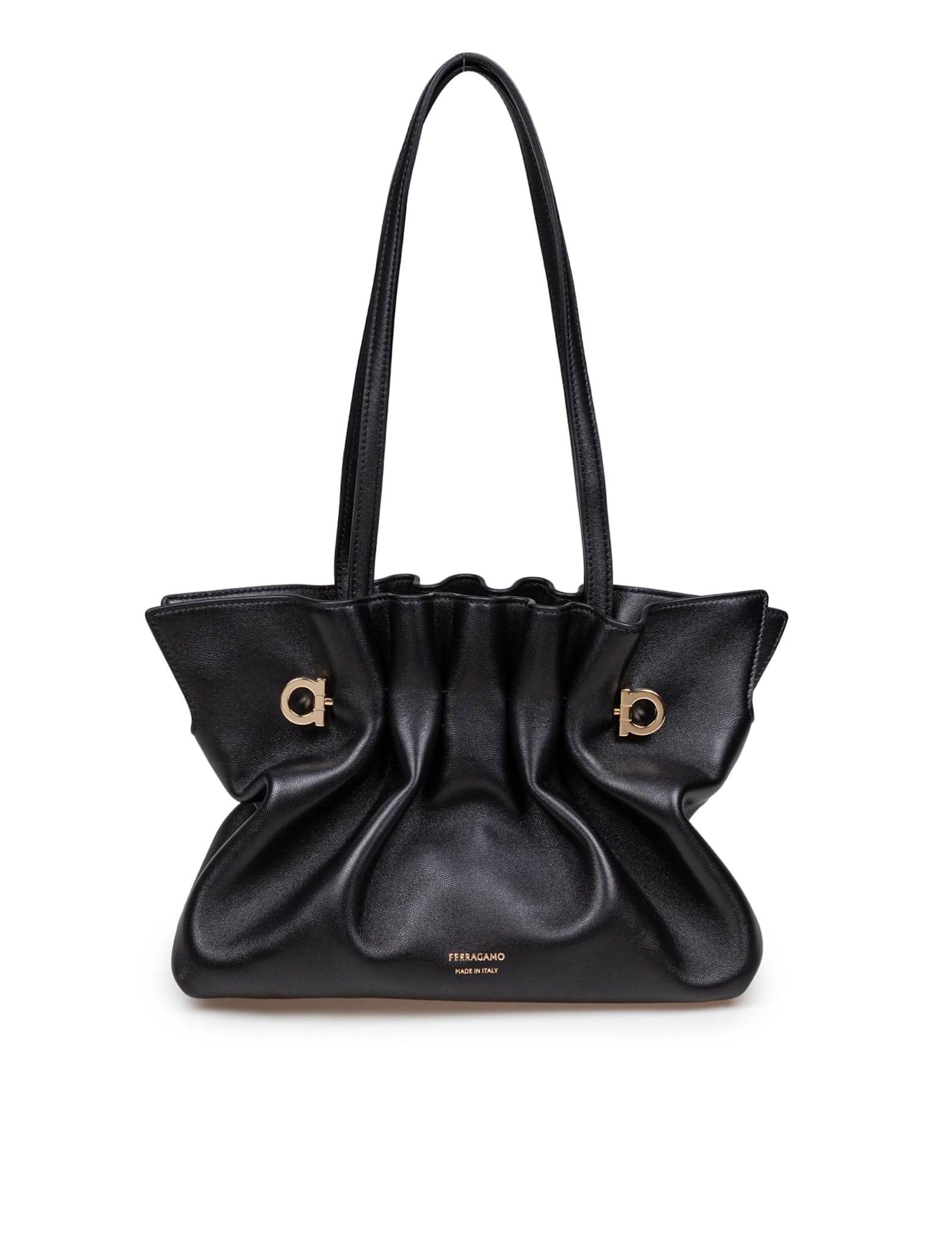 ferragamo soft bag in nappa color black