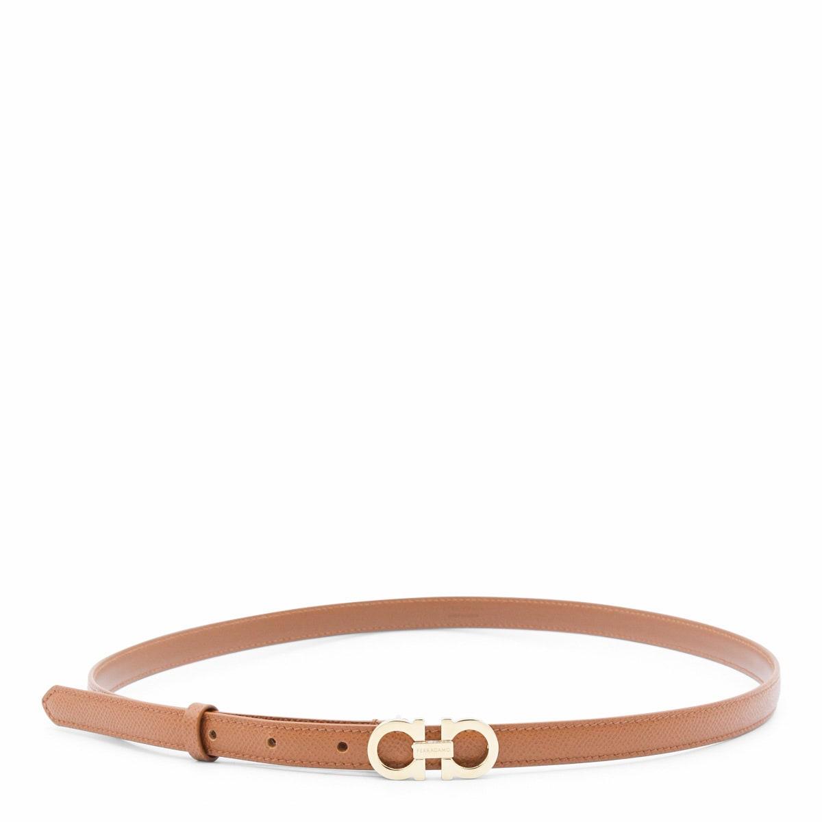 ferragamo tan leather logo belt