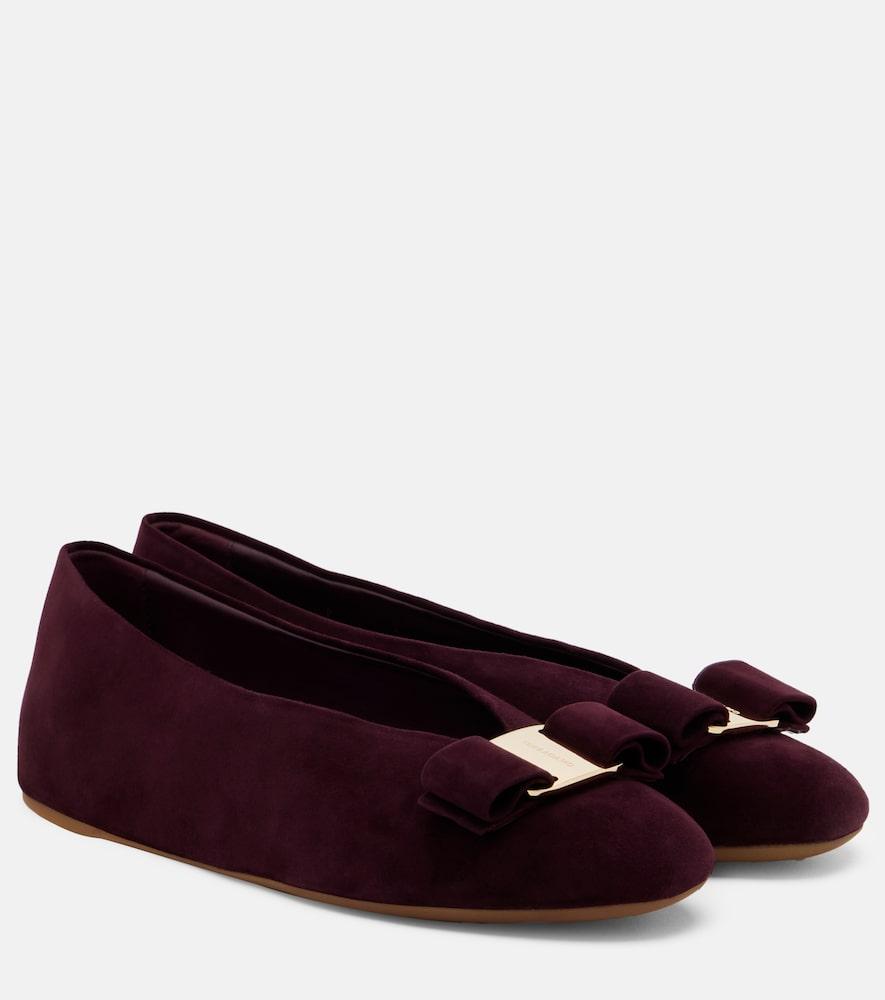 ferragamo vanna suede ballet flats