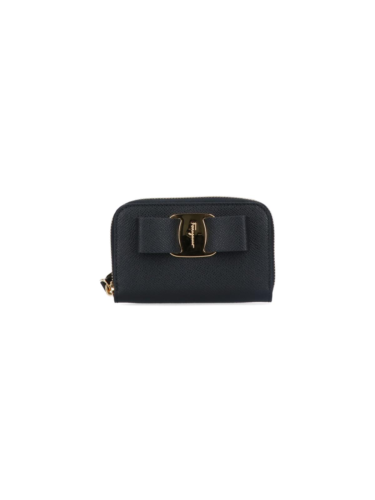 ferragamo wallets black calf leather - women