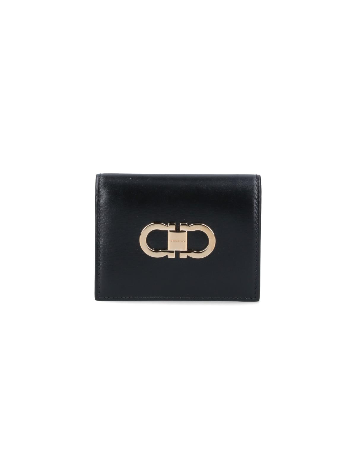 ferragamo wallets black calf leather - women