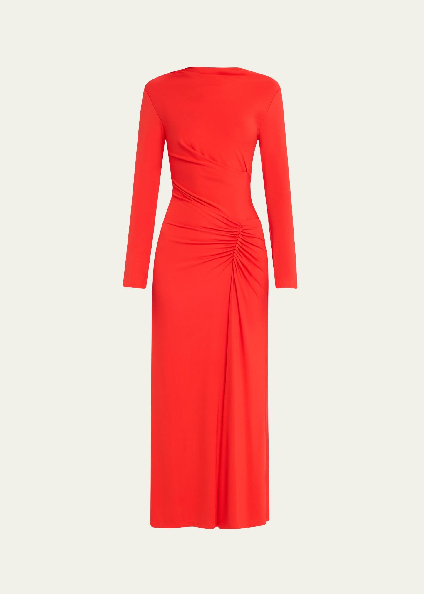 ferrera ruched long-sleeve midi dress