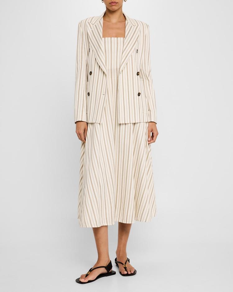 fervida stripe strapless midi dress