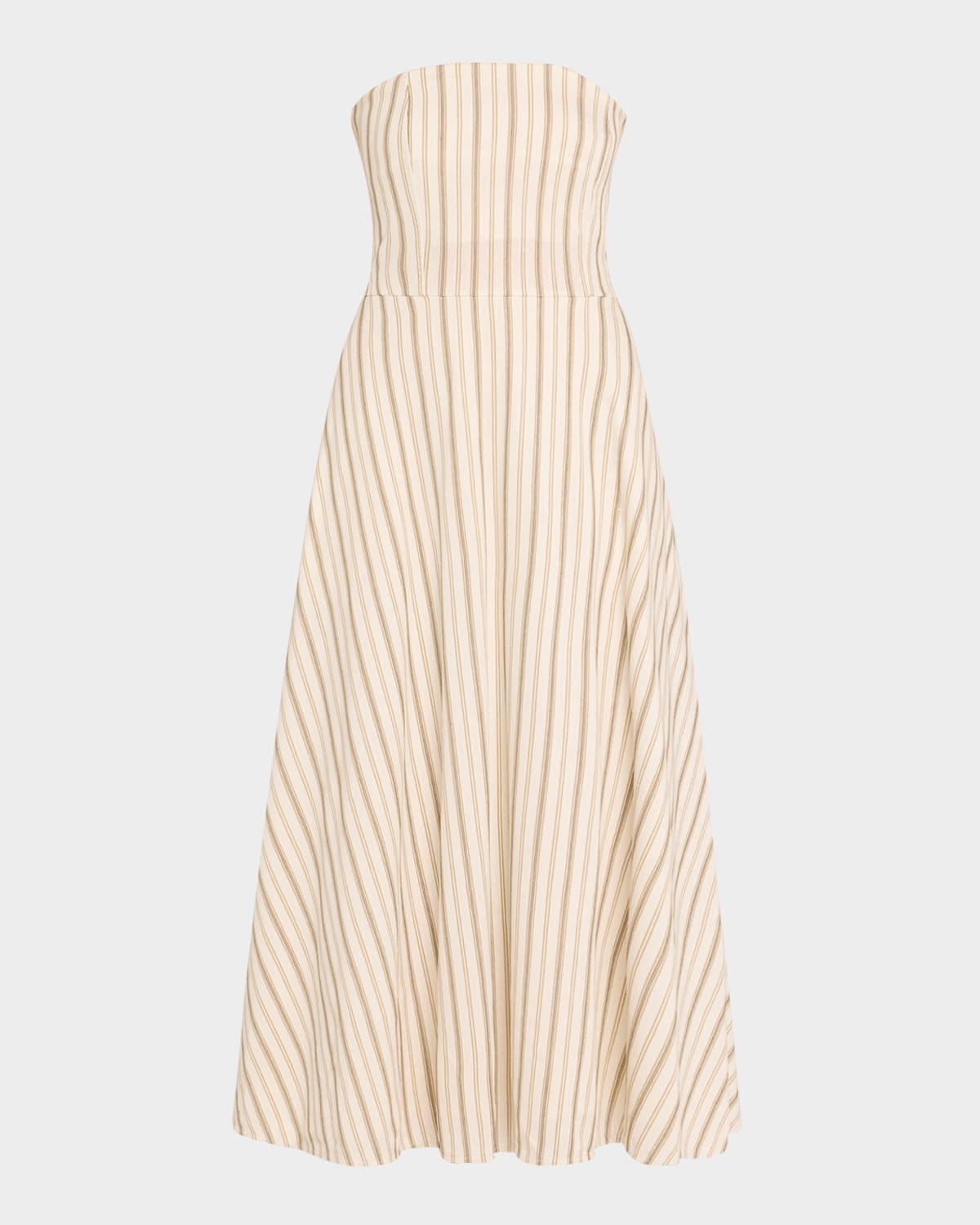 fervida stripe strapless midi dress