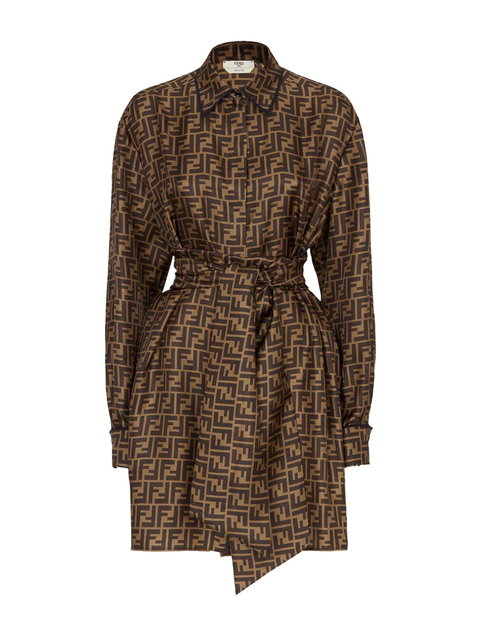 ff motif belted shirt dress