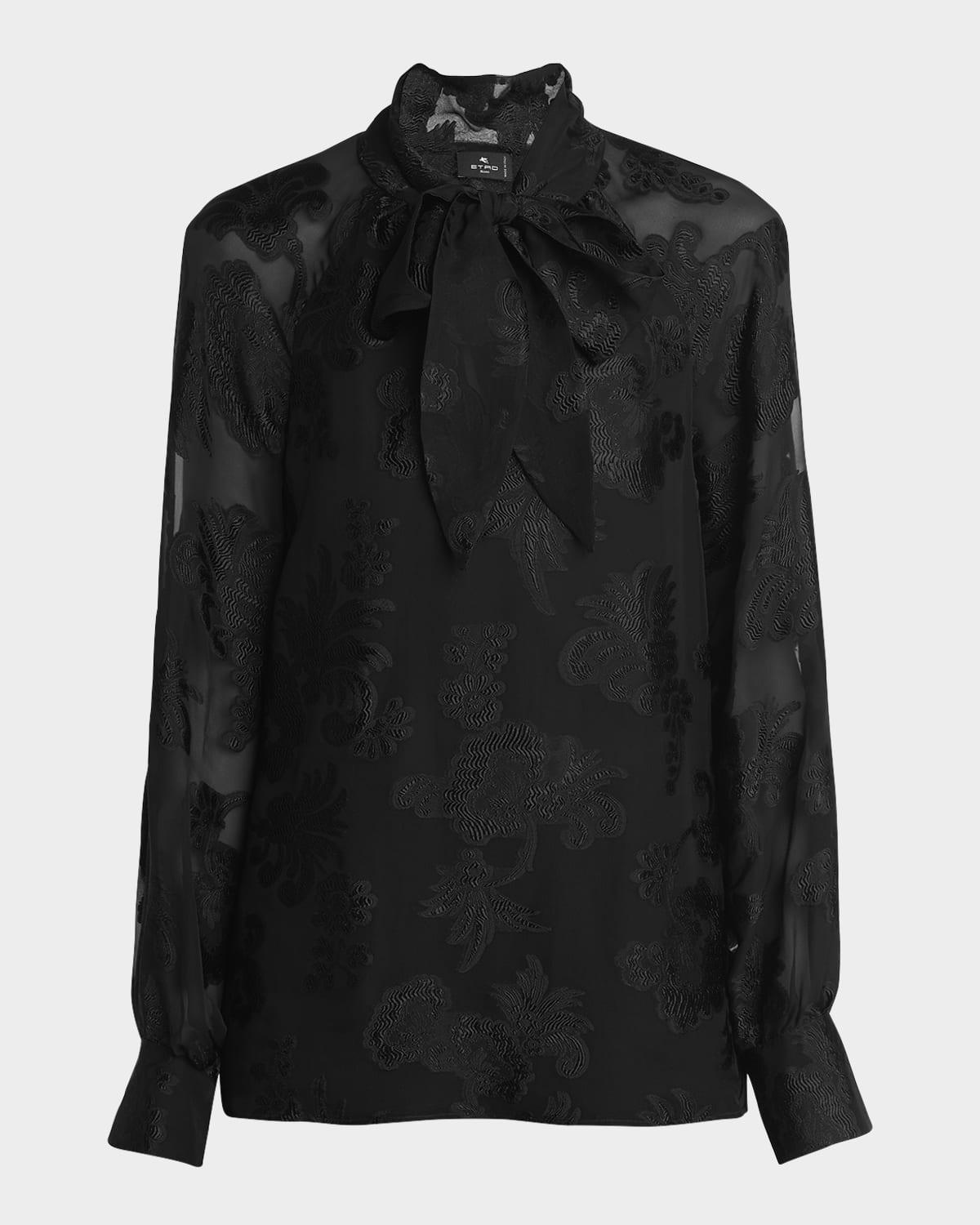 fils coupe long-sleeve tie-neck blouse
