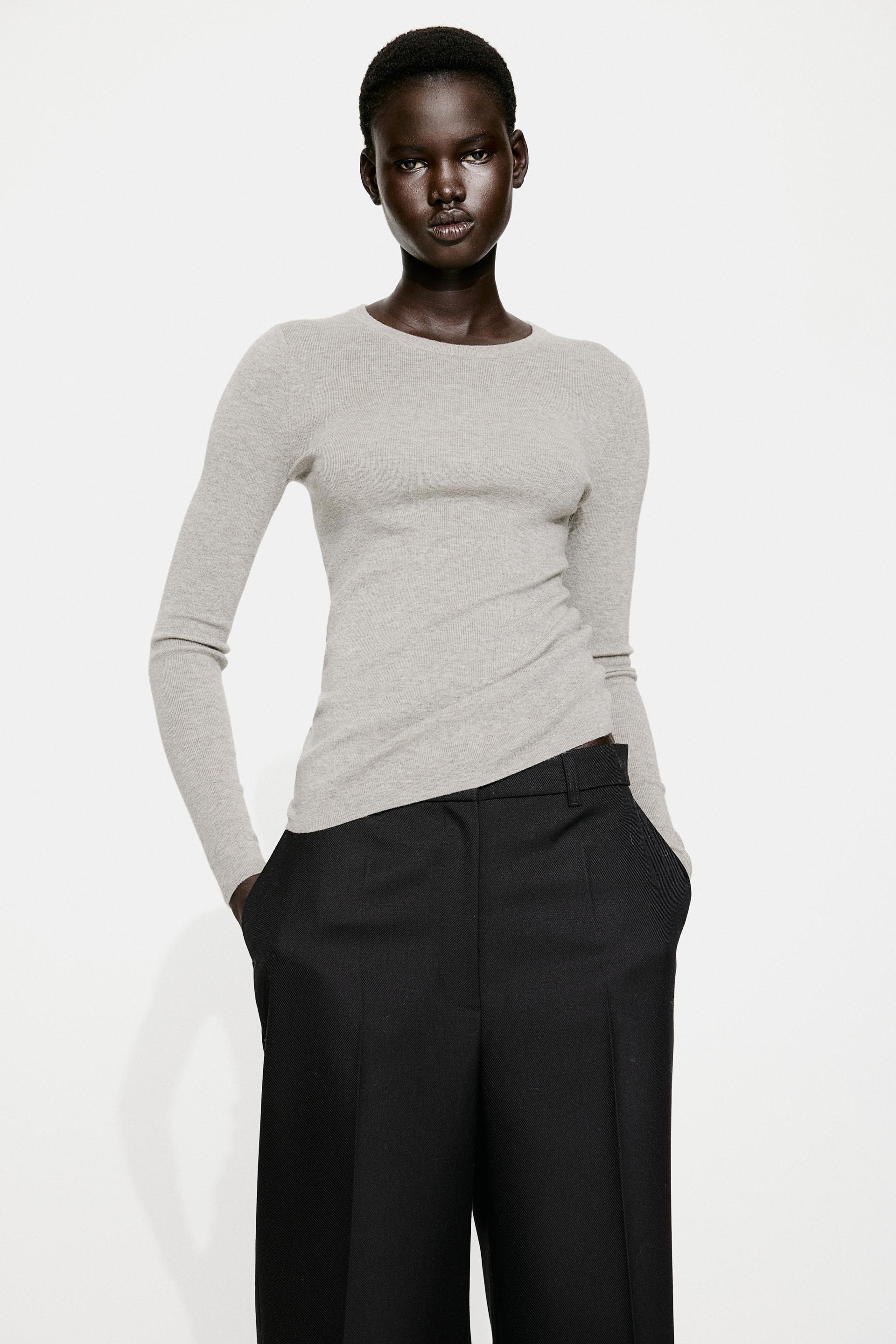 fine-knit cashmere-blend top