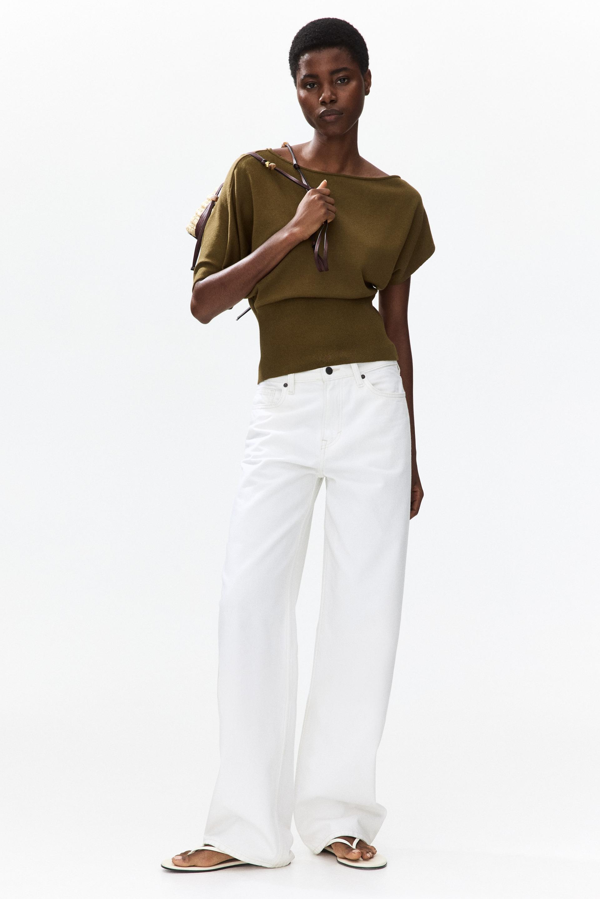 fine-knit one-shoulder top
