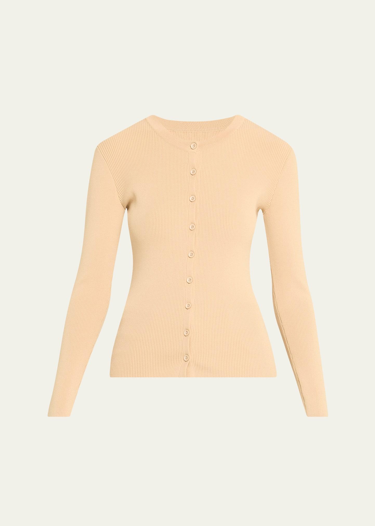 fine knit ribbed cardigan