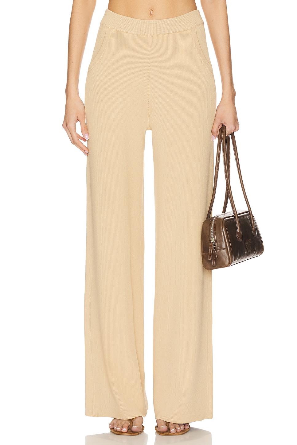 fine knit ribbed straight leg pant