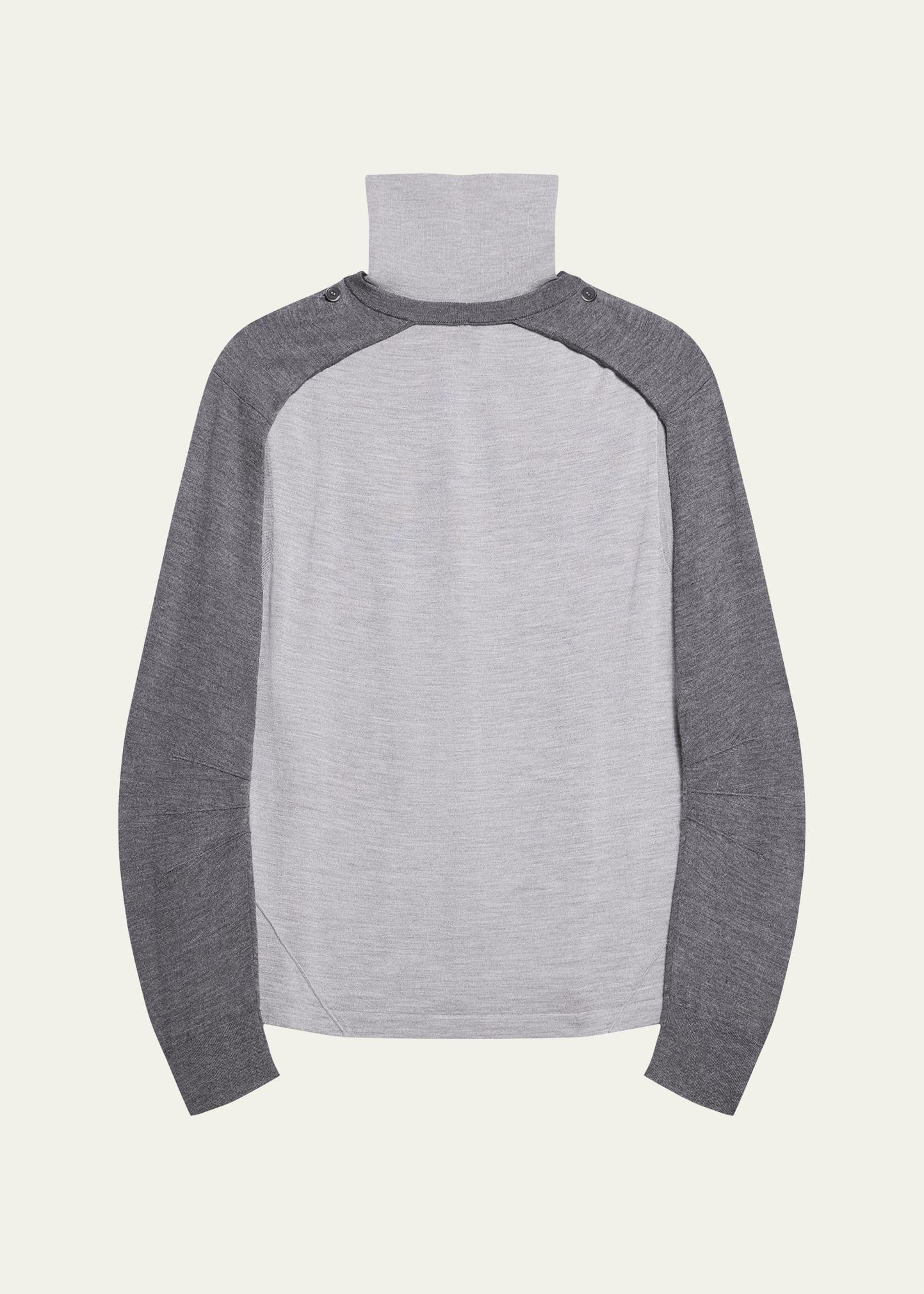 fine-knit turtleneck top with detachable shrug