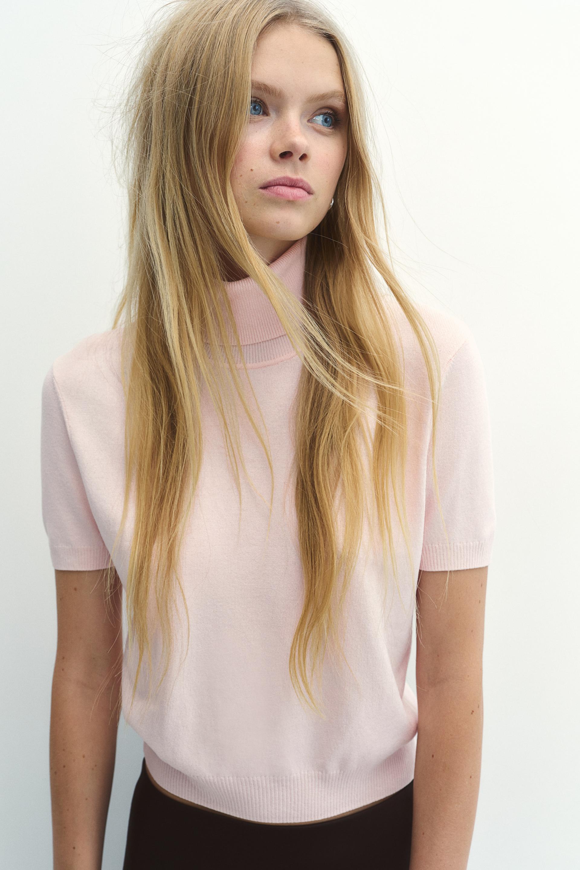 fine-knit turtleneck top