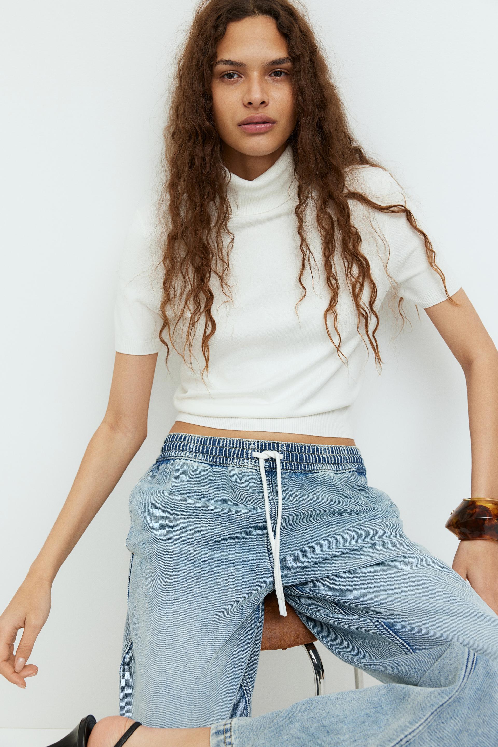 fine-knit turtleneck top