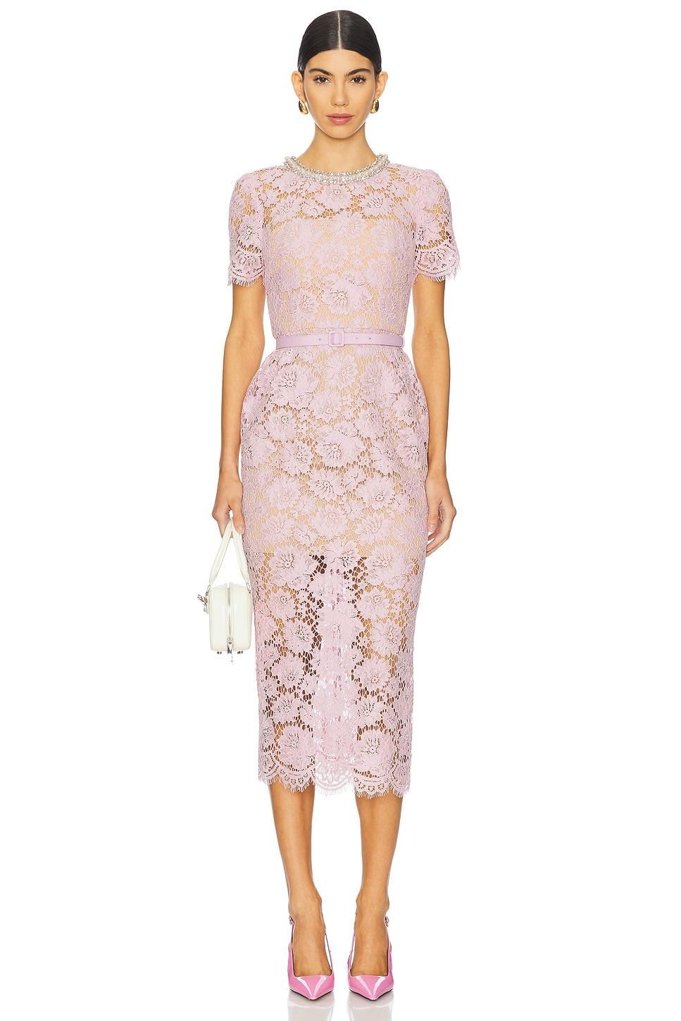 fine lace pearl midi dress
