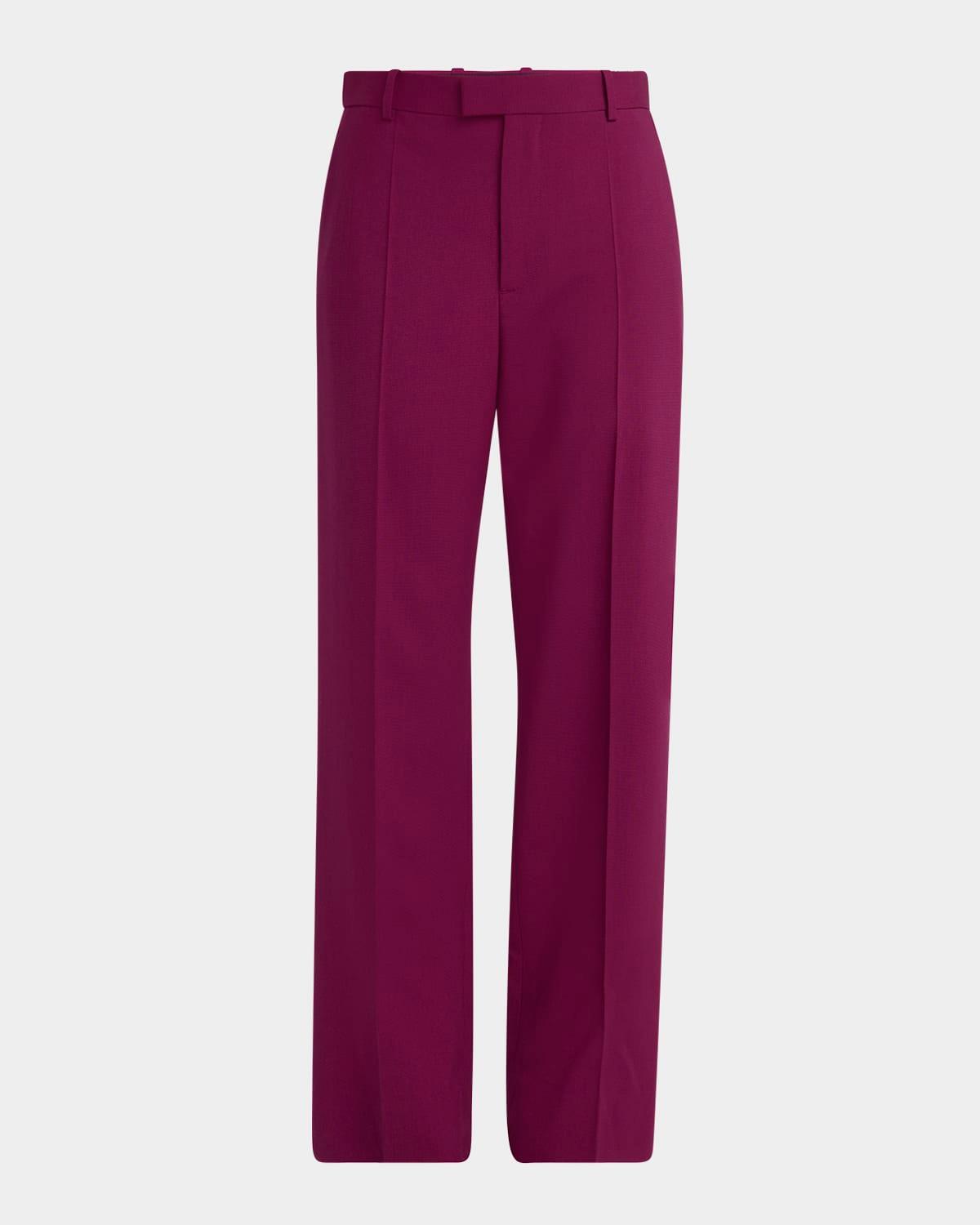 fine viscose-silk twill straight-leg trousers