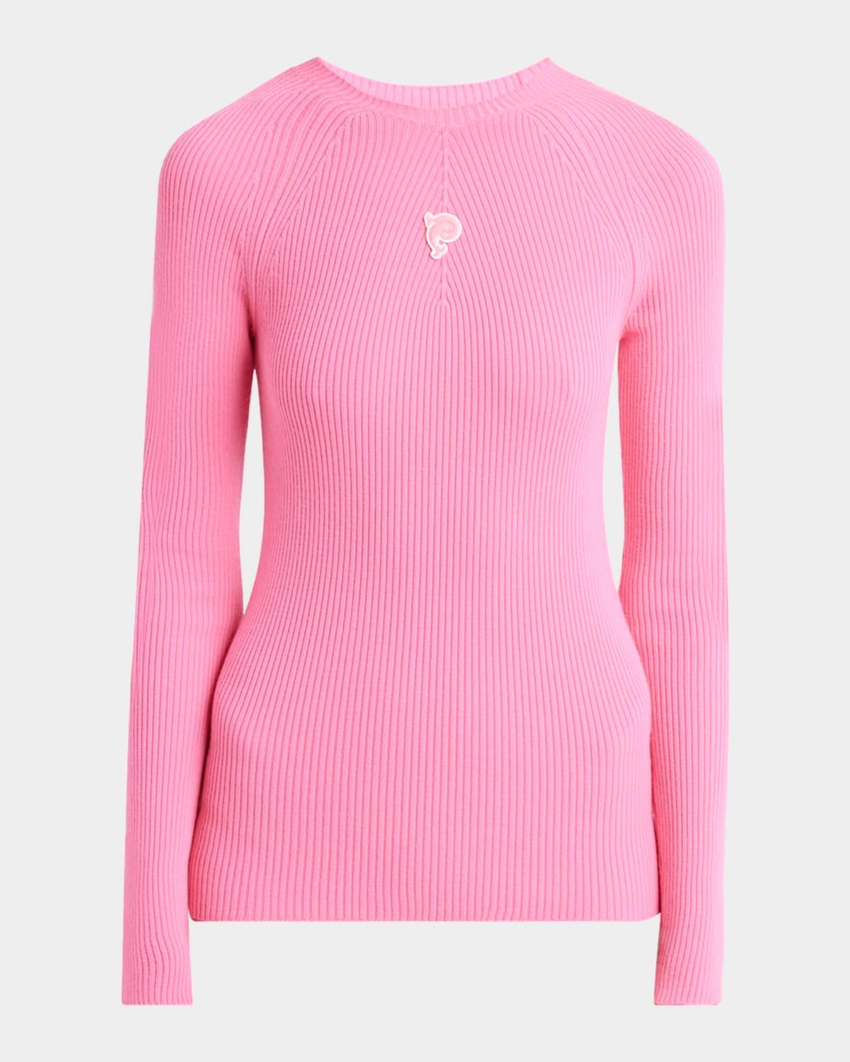 fine wool-lycra vanise rib long-sleeve top