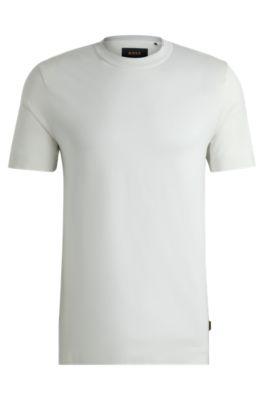 fineline-stripe t-shirt in cotton and silk- white men's t-shirts