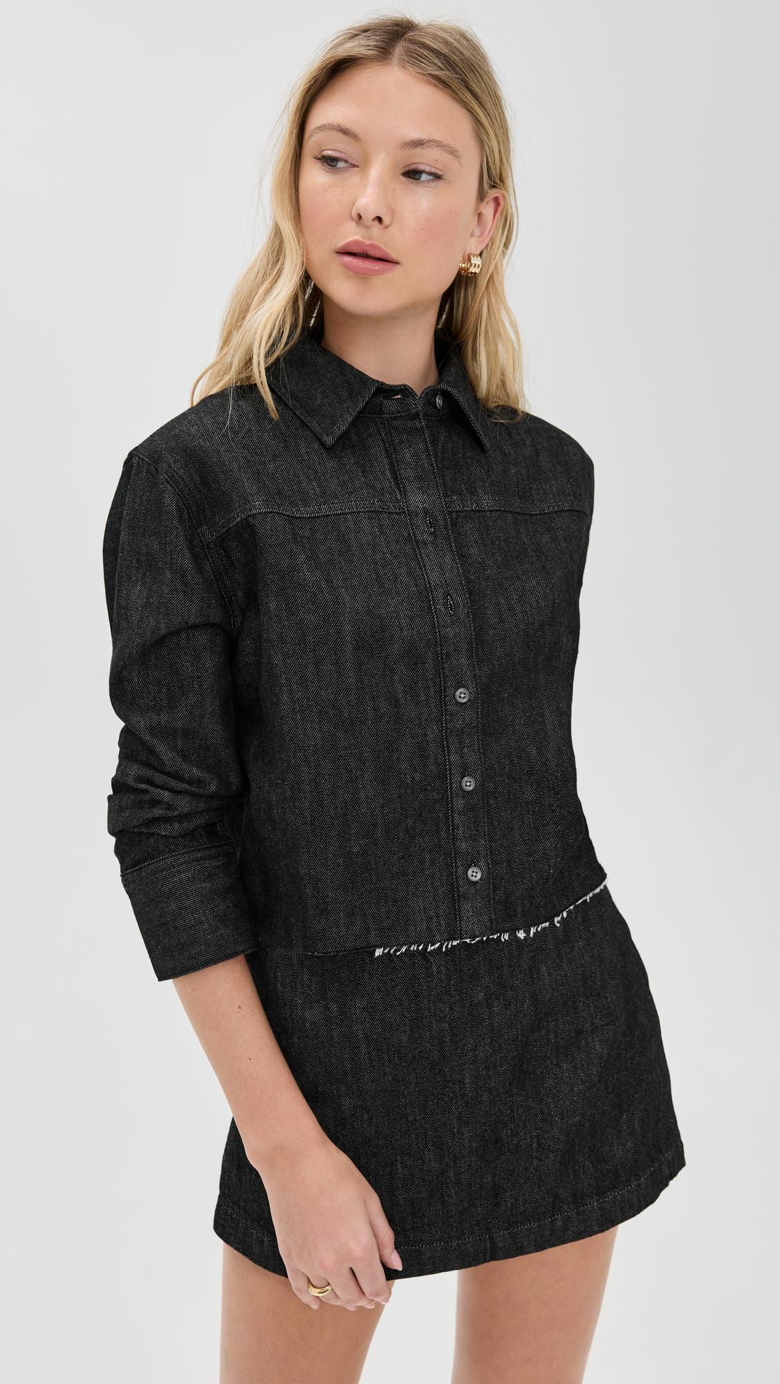 finely short raw hem button down