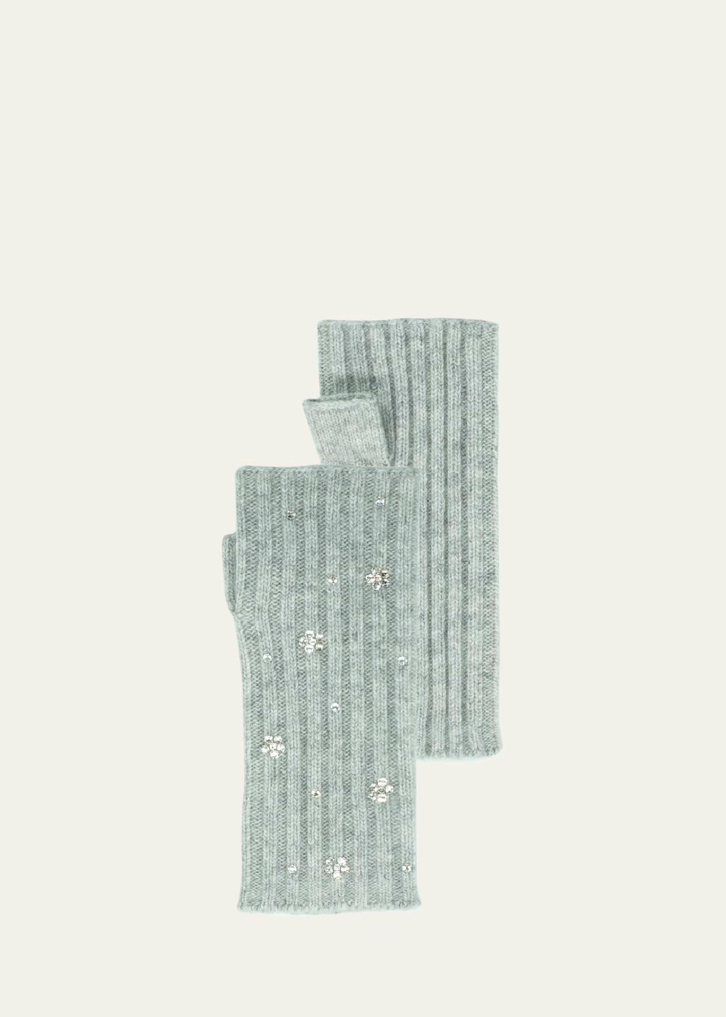 fingerless crystal flower gloves