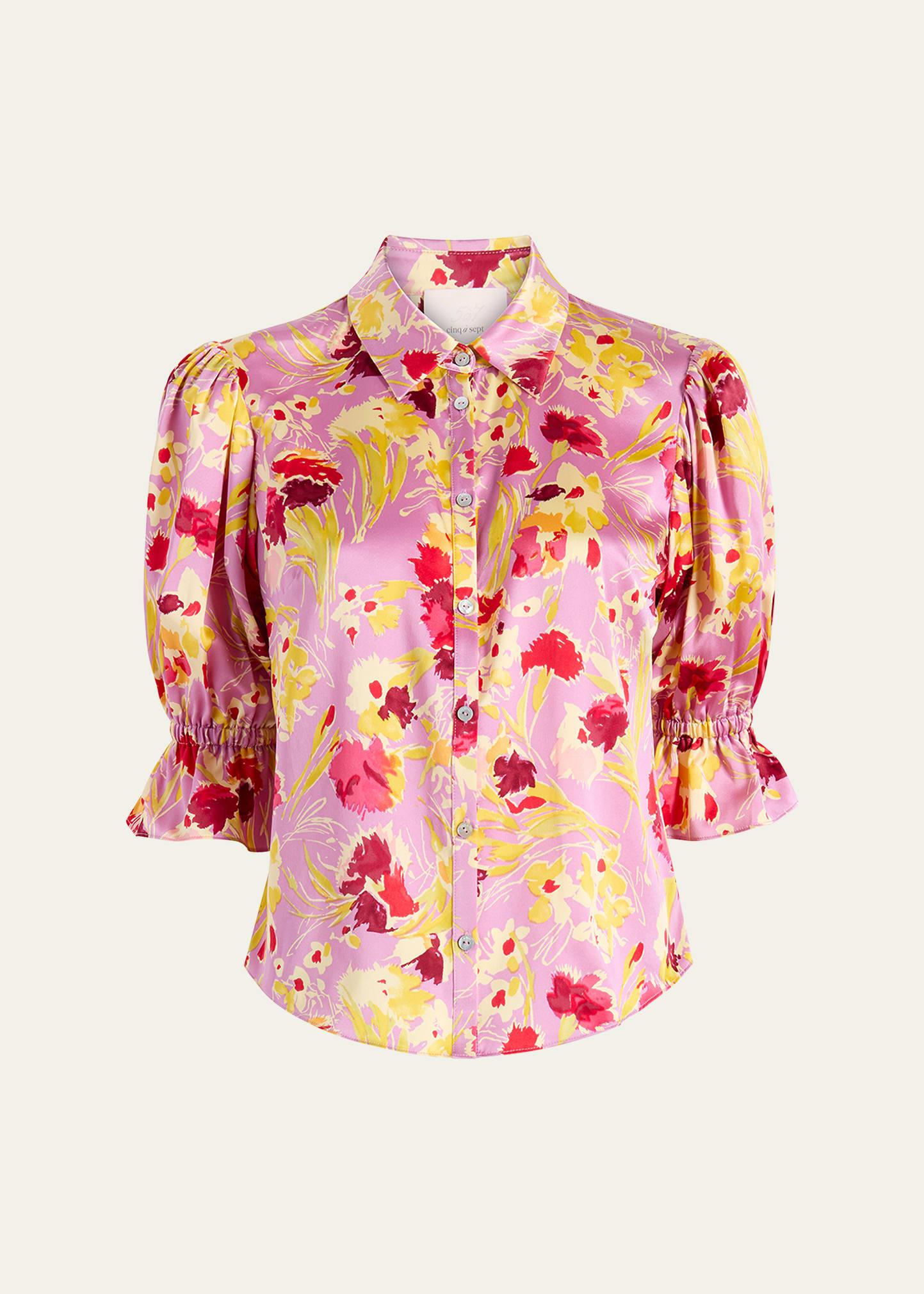 fiona floral puff-sleeve top