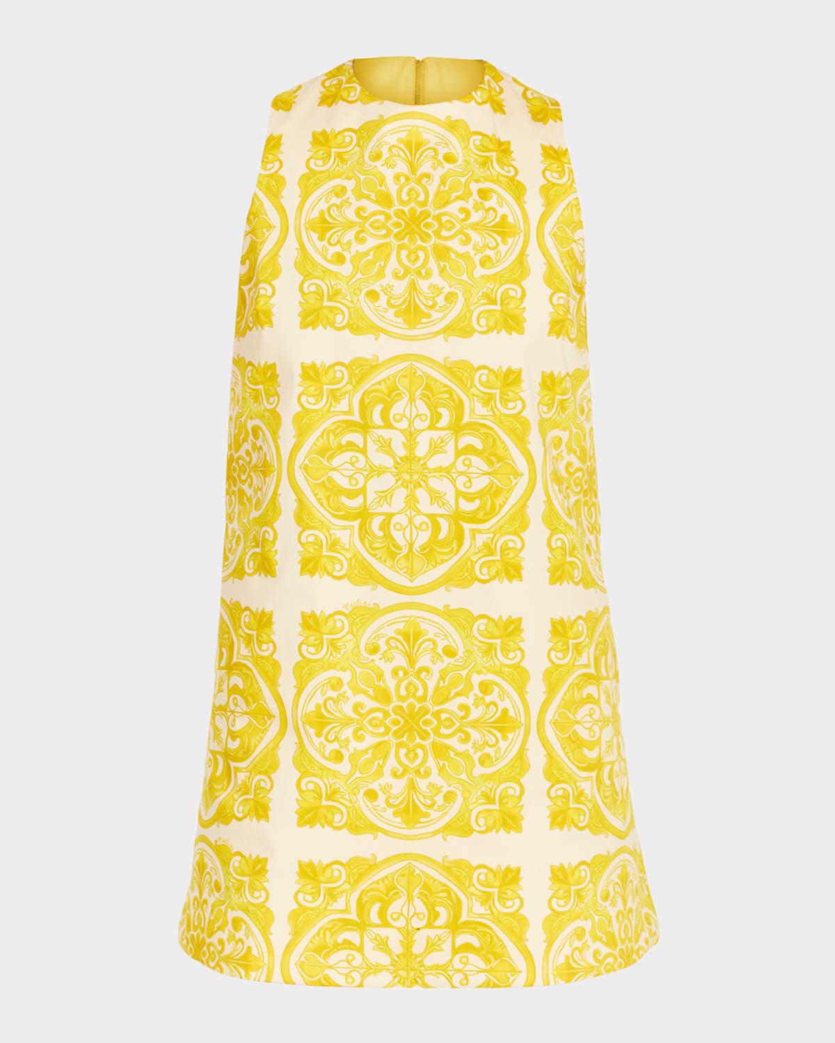 fiona reversible tile-print mini dress