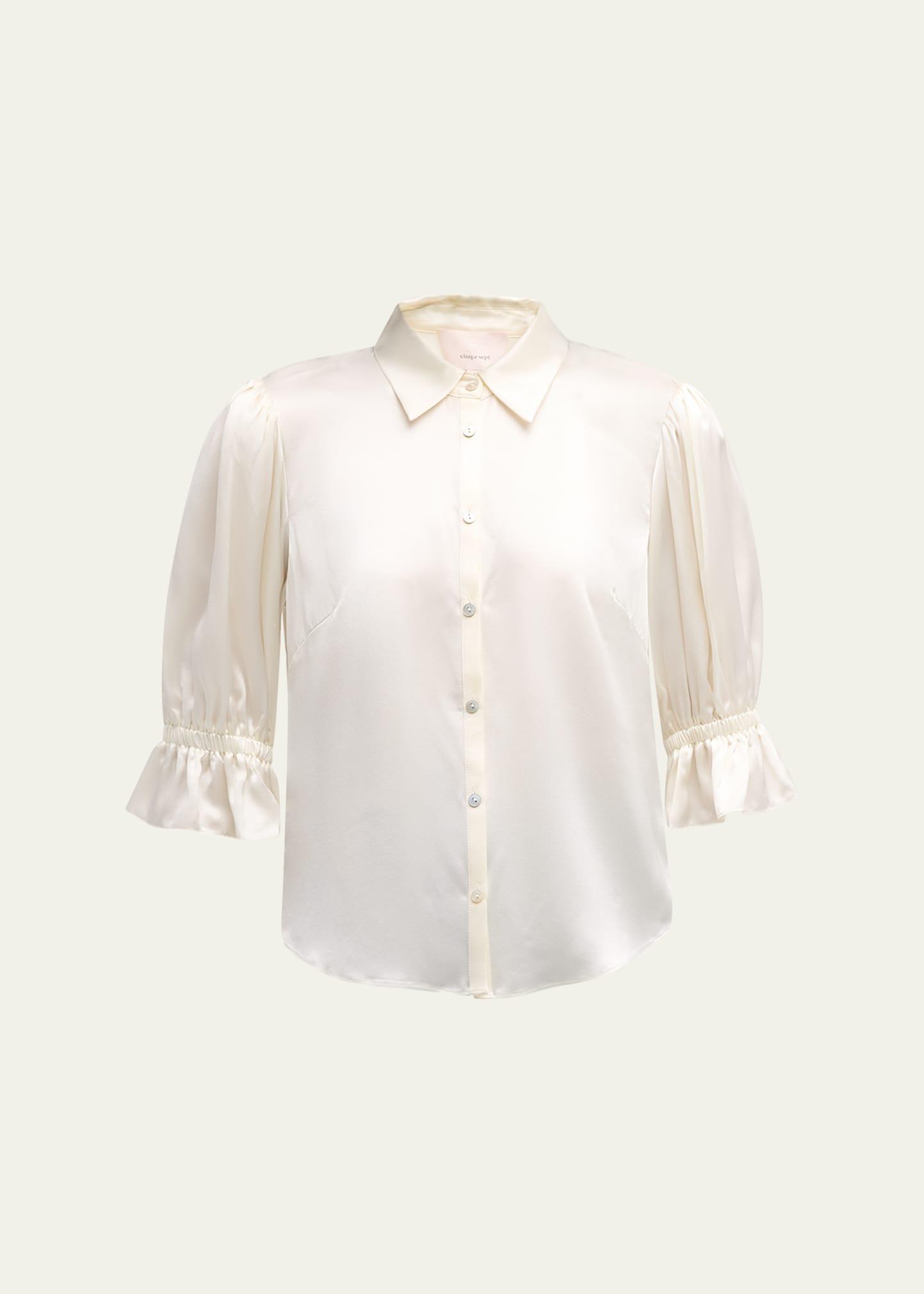 fiona silk satin short-sleeve top
