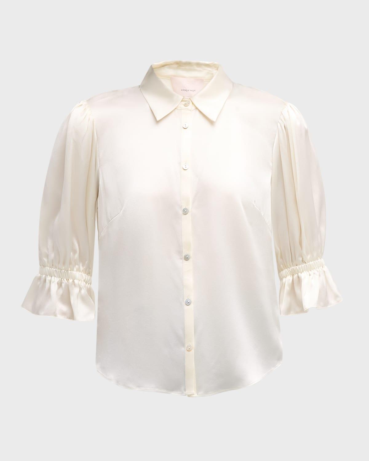 fiona silk satin short-sleeve top