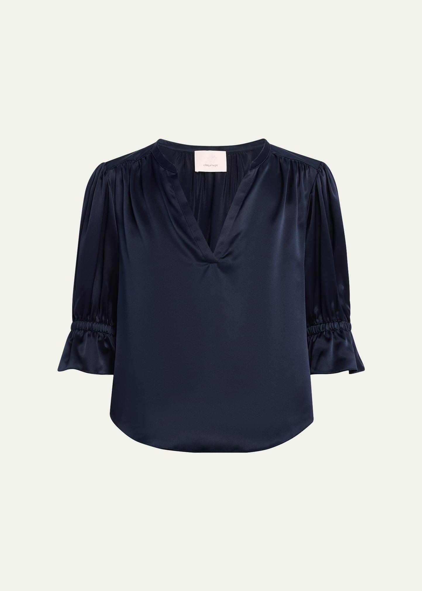 fiona silk split-neck top
