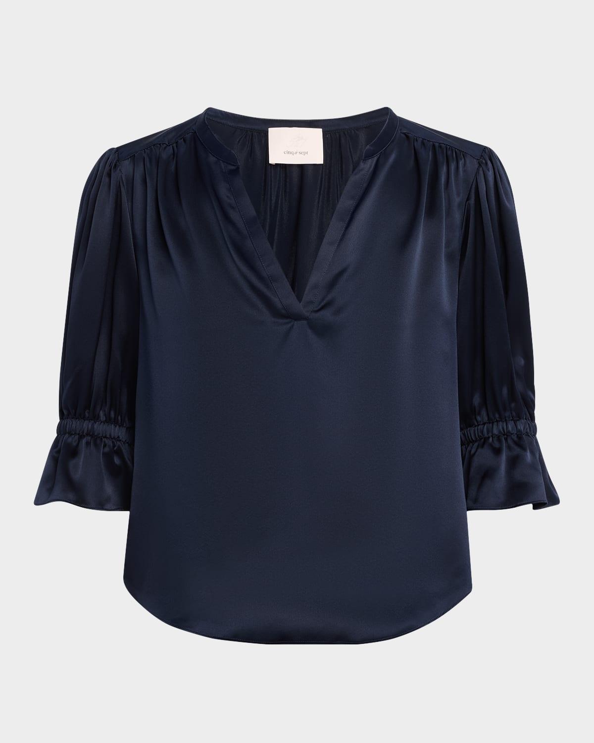 fiona silk split-neck top